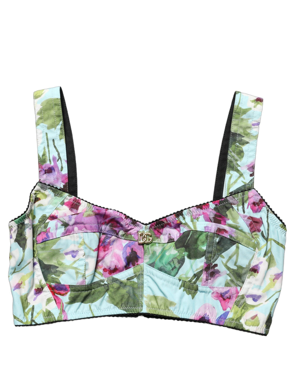 Dolce & Gabbana Multicolor Floral Cropped Bustier Tank Top