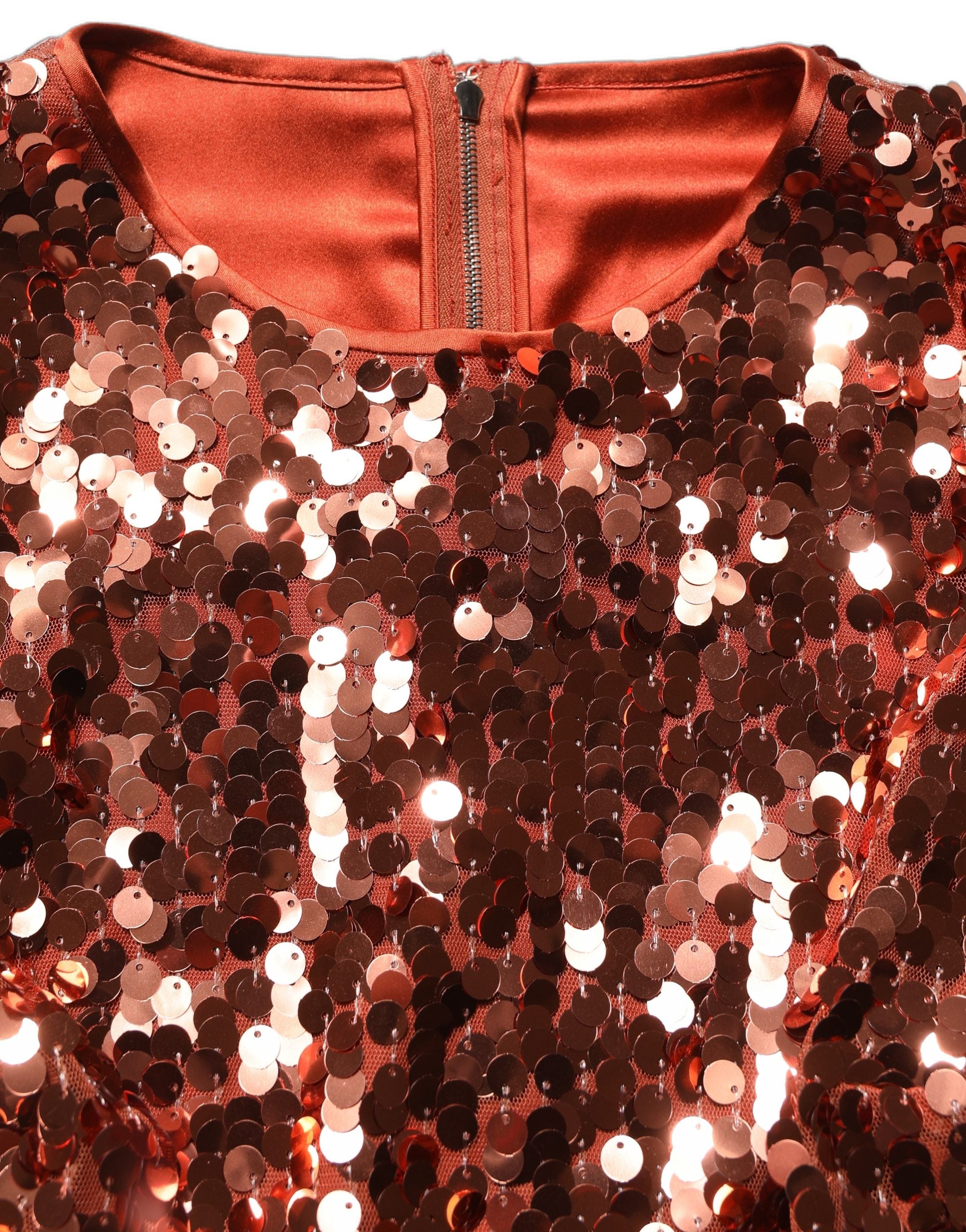 Dolce & Gabbana Red Sequined Long Sleeves Crop Blouse Top