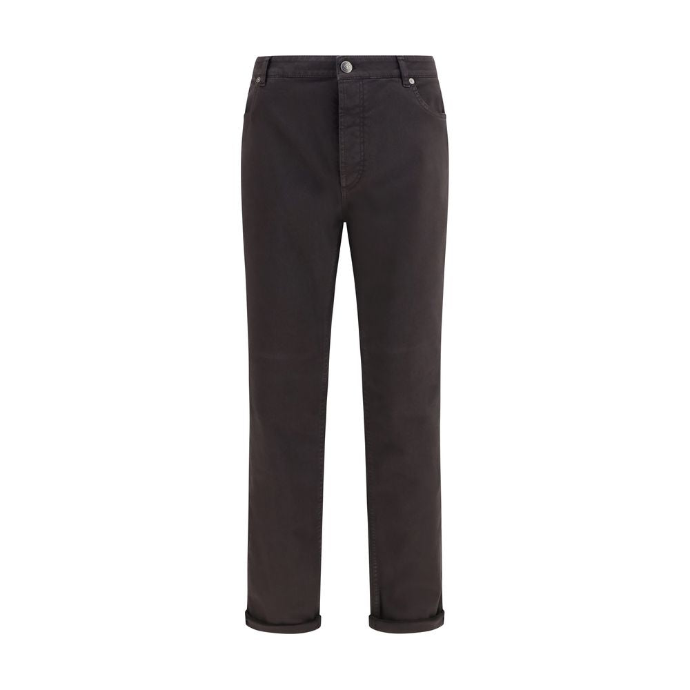 Brunello Cucinelli Brown Cotton Relaxed Fit Jeans