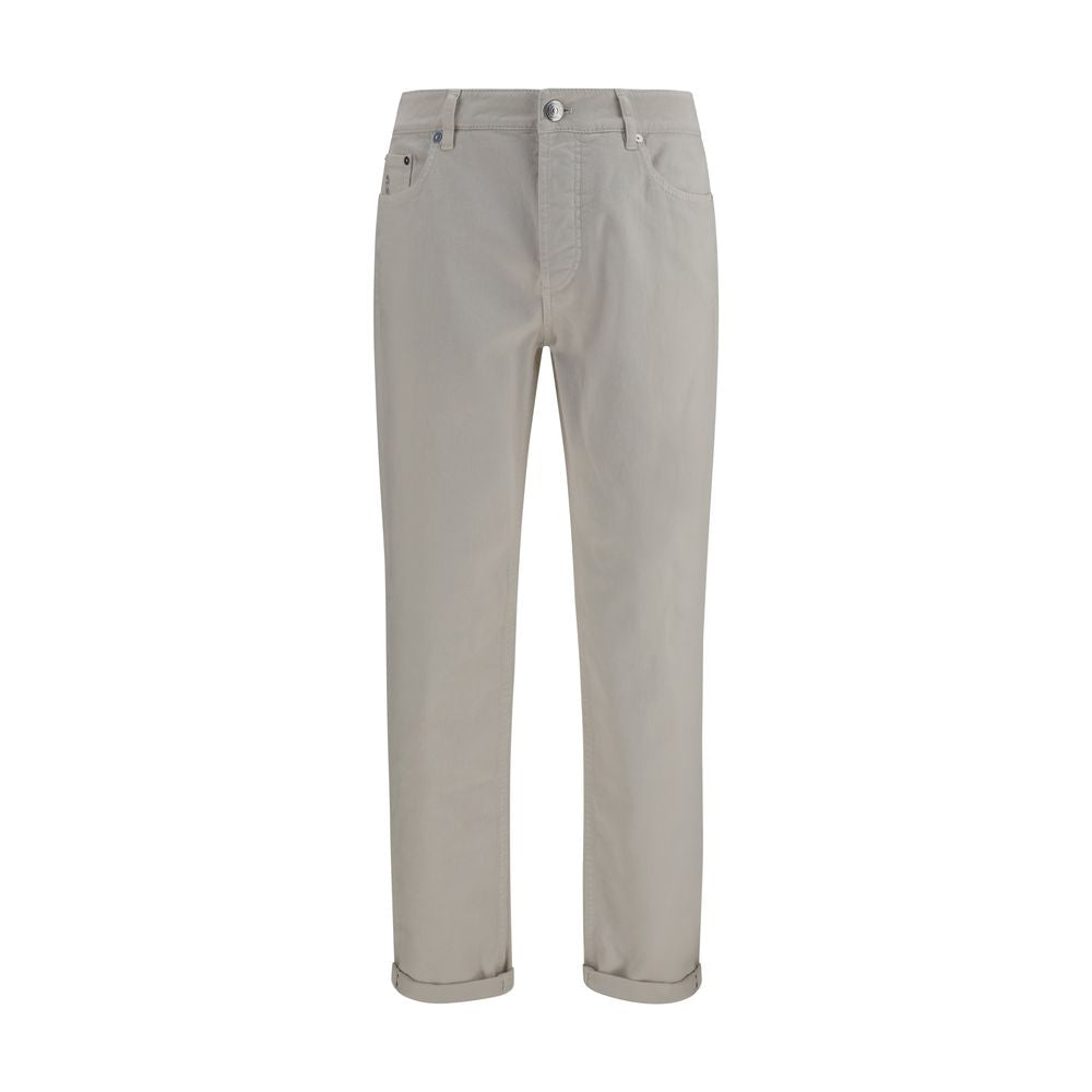 Brunello Cucinelli White Cotton Straight-Leg Jeans