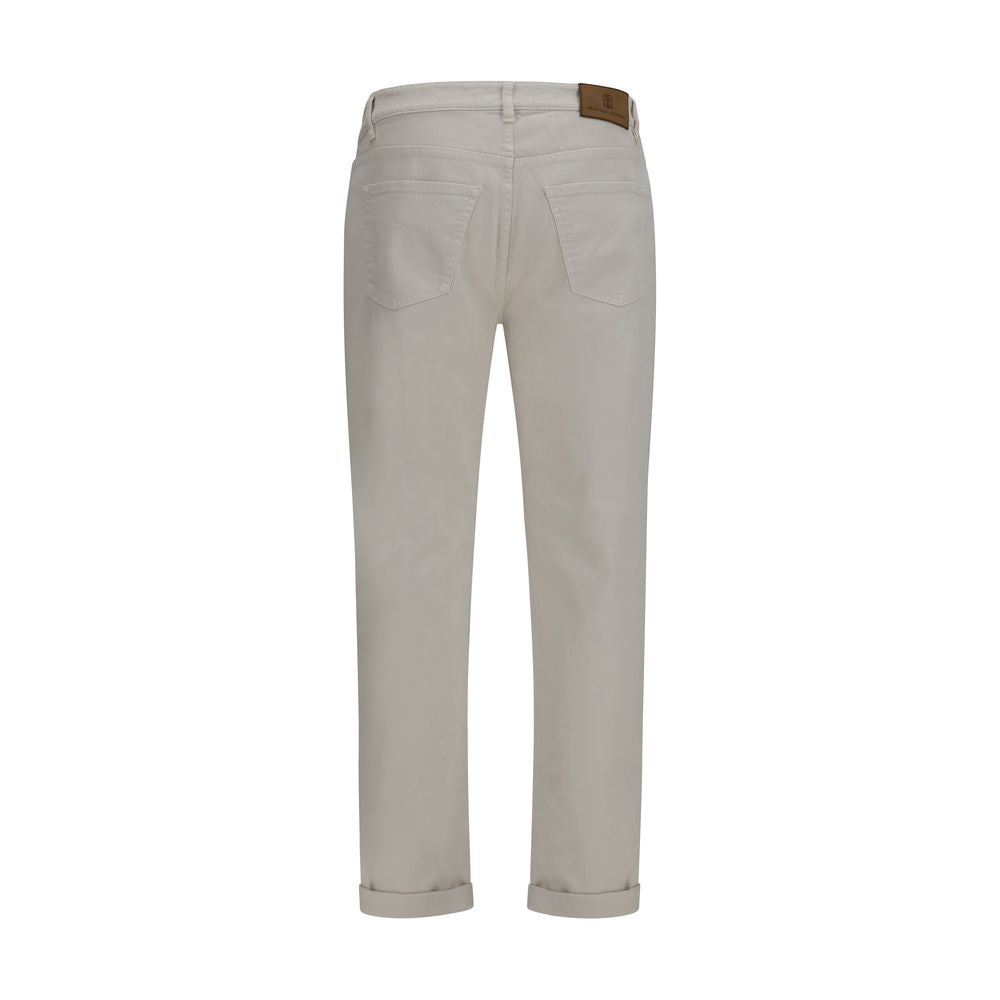 Brunello Cucinelli White Cotton Straight-Leg Jeans