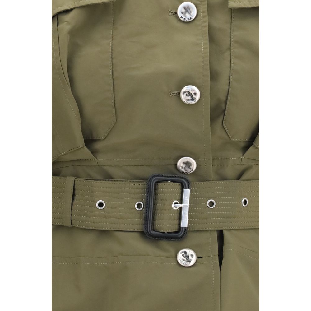 Alexander McQueen Bicolor Cotton Full-Length Jacket