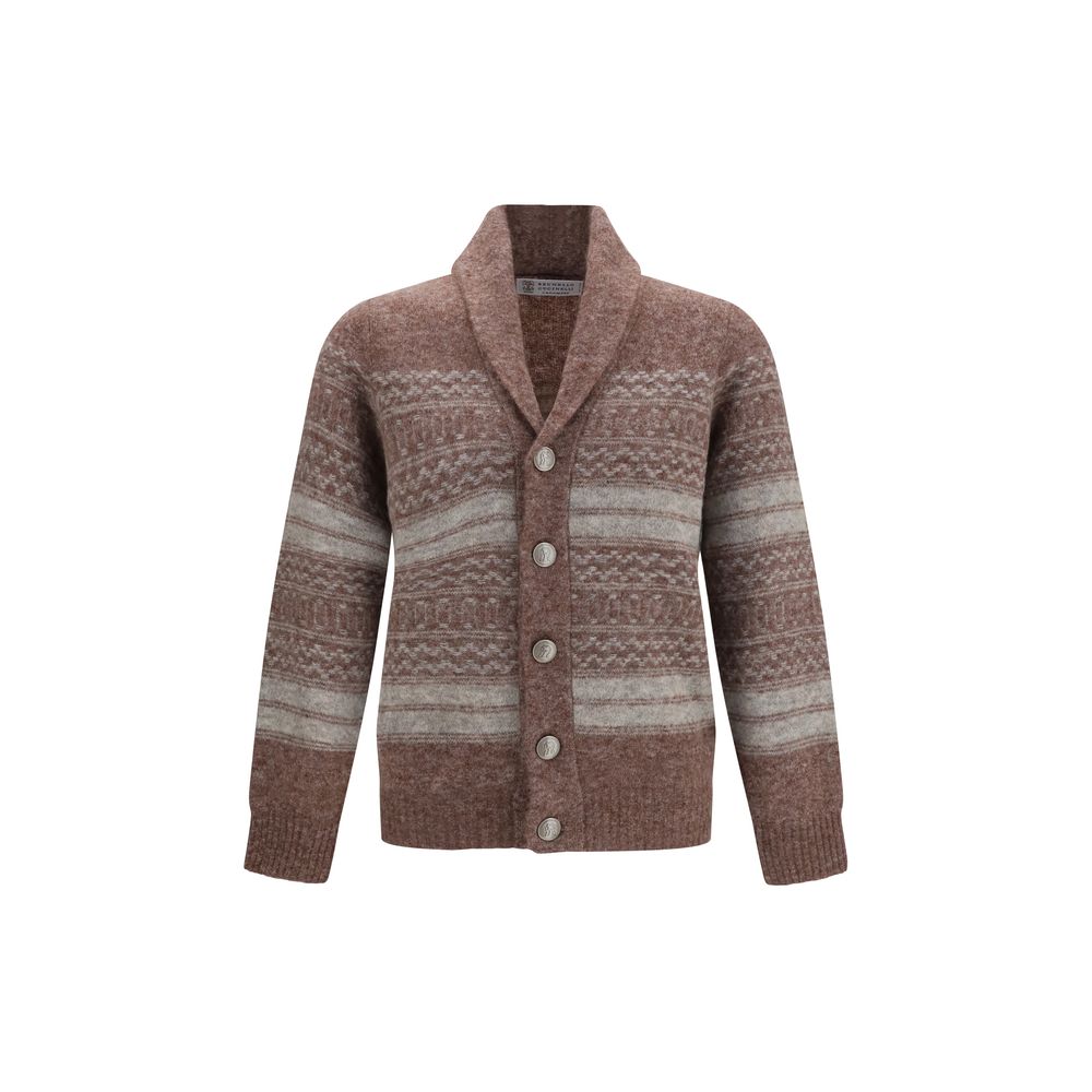 Brunello Cucinelli Bordeaux Alpaca Vicugna Pacos Cardigan