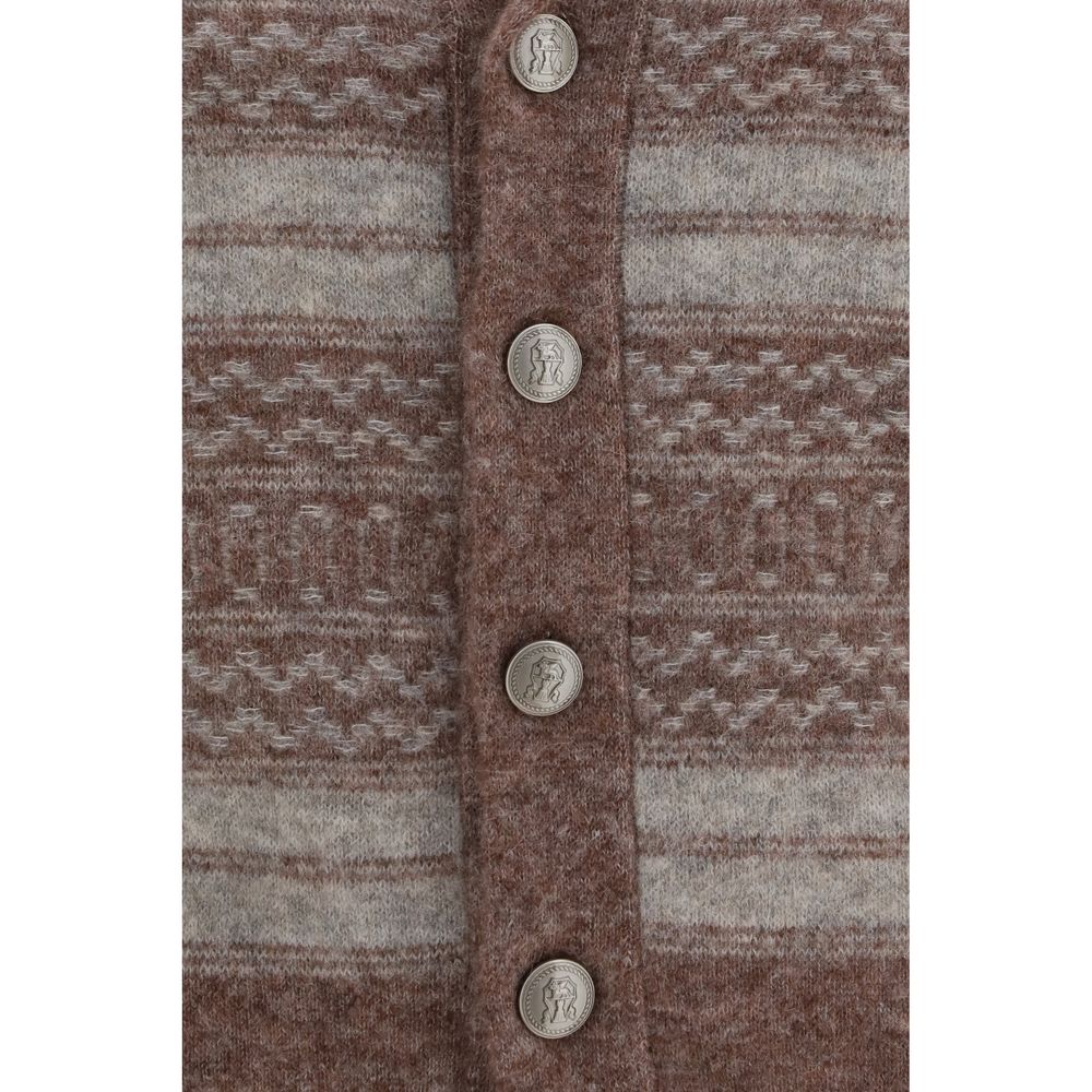Brunello Cucinelli Bordeaux Alpaca Vicugna Pacos Cardigan