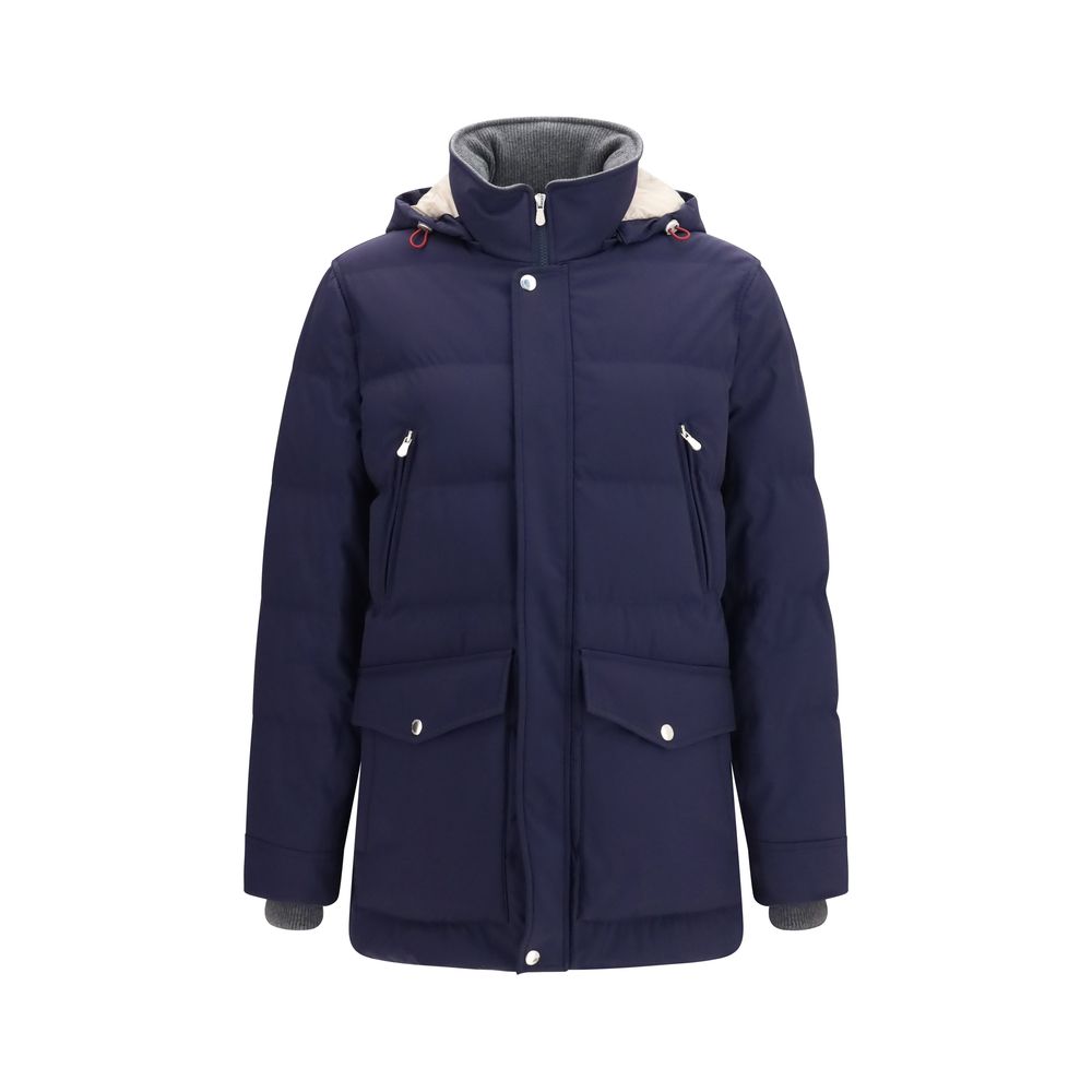 Brunello Cucinelli Blue Polyamide Parka