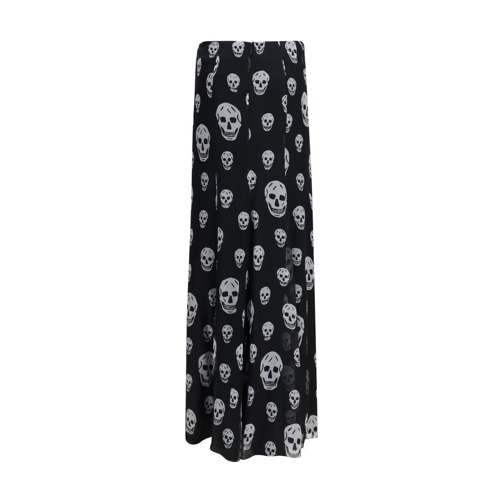 Alexander McQueen Black Silk Long Skirt