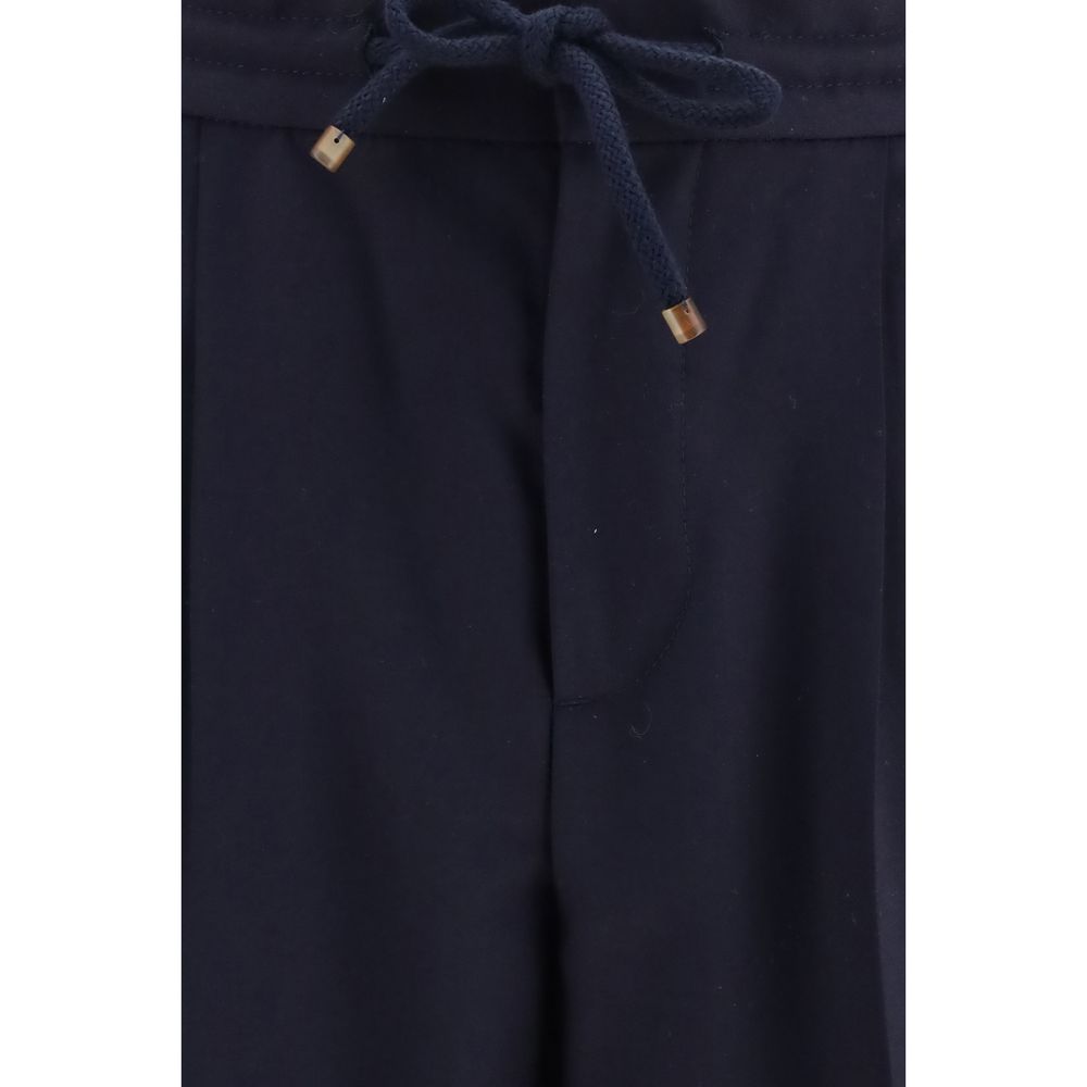 Brunello Cucinelli Blue Wool Oves Aries Casual Pants