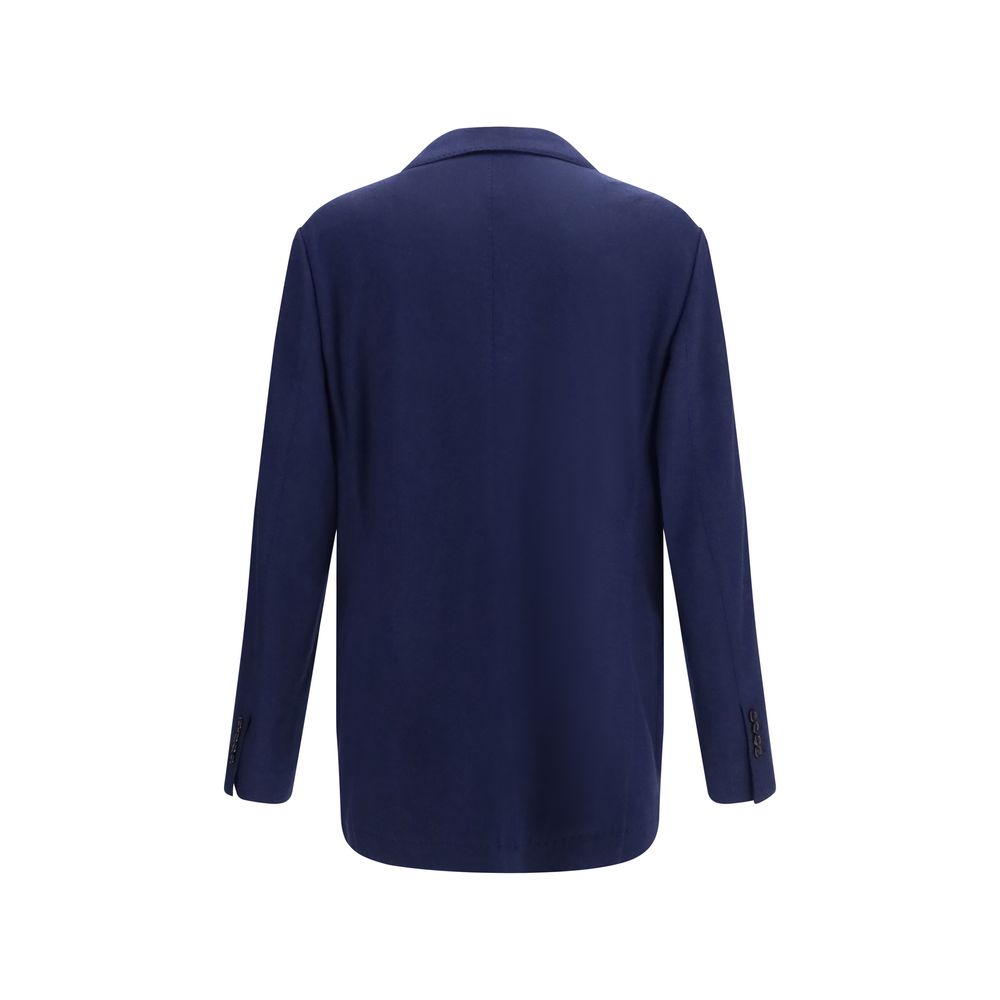 Brunello Cucinelli Blue Cashmere Full-Length Jacket
