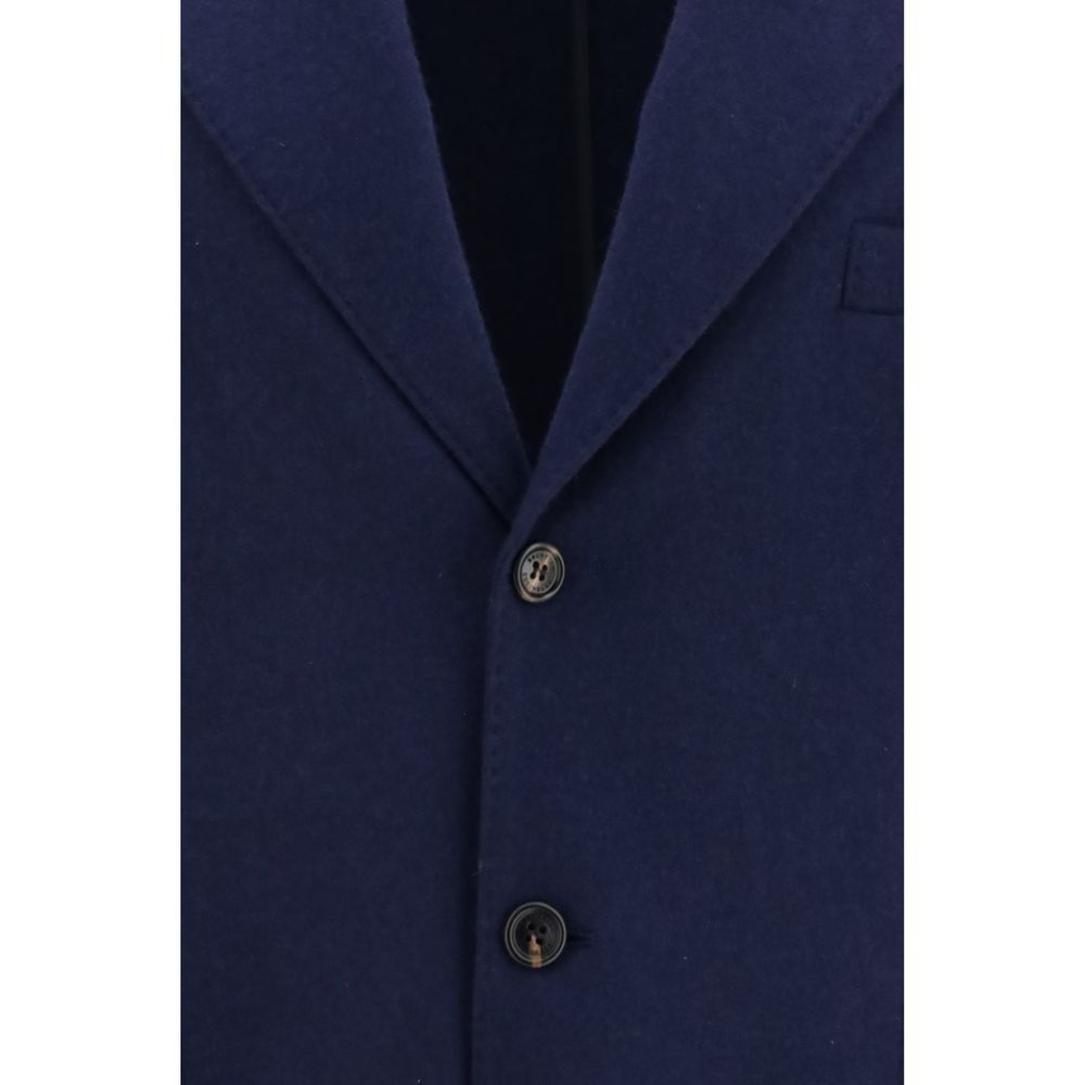 Brunello Cucinelli Blue Cashmere Full-Length Jacket