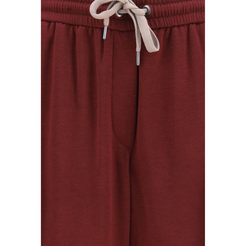 Brunello Cucinelli Bordeaux Cotton Athletic Pants