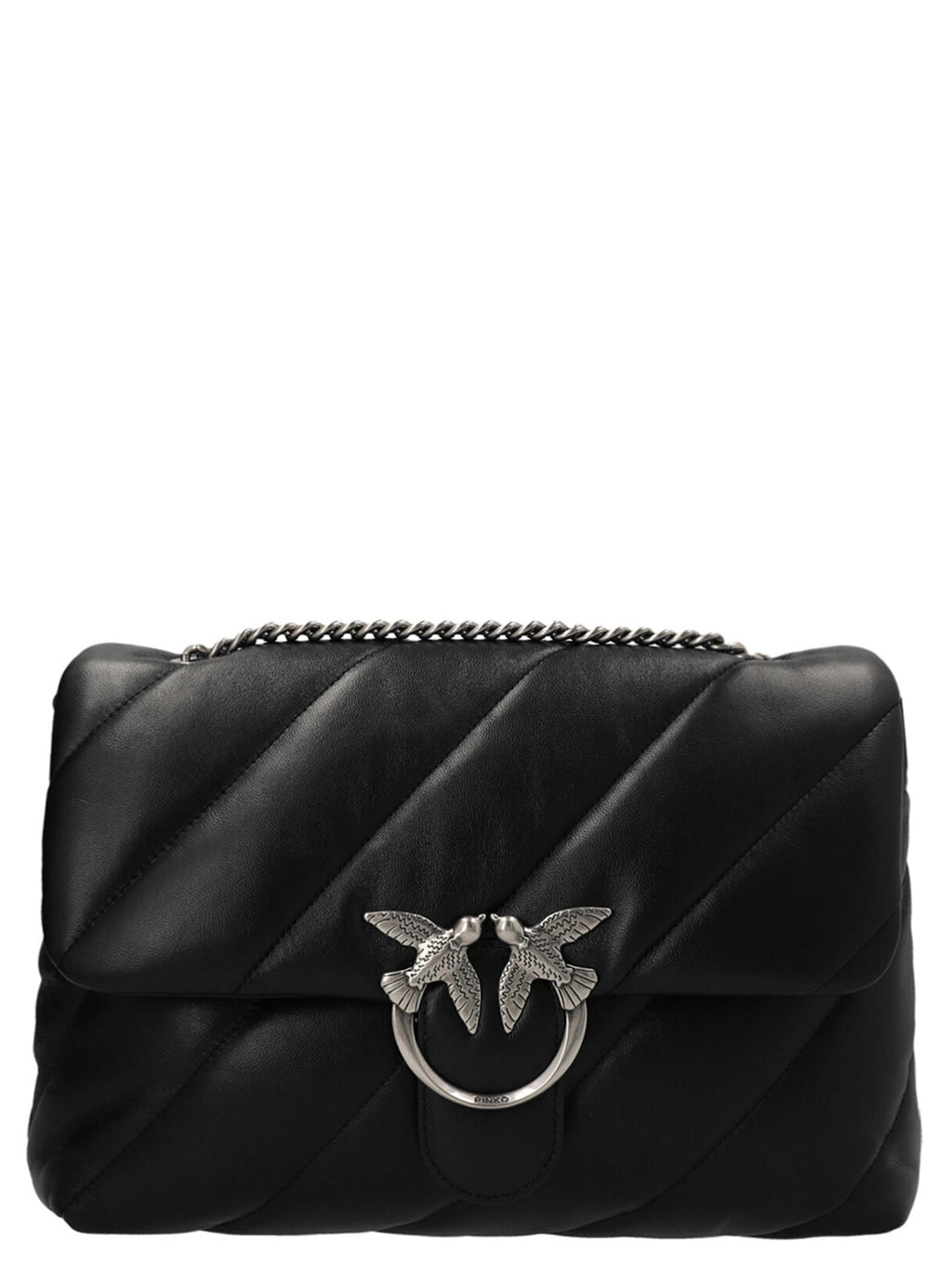PINKO Black Lamb Leather Crossbody Bag