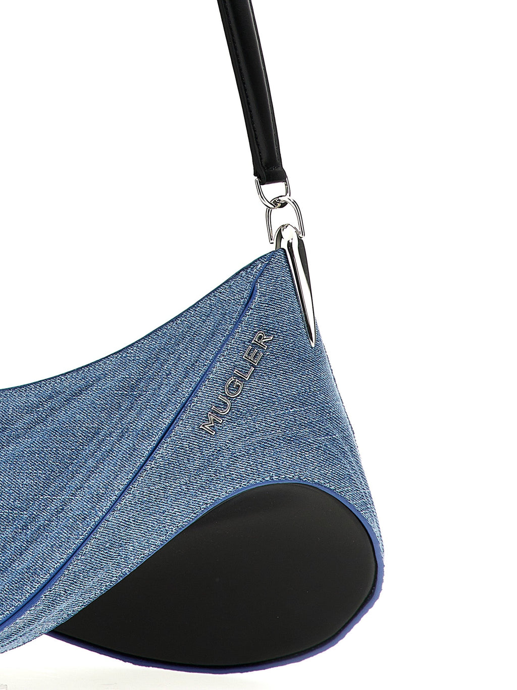 Mugler Blue Calfskin Shoulder Bag