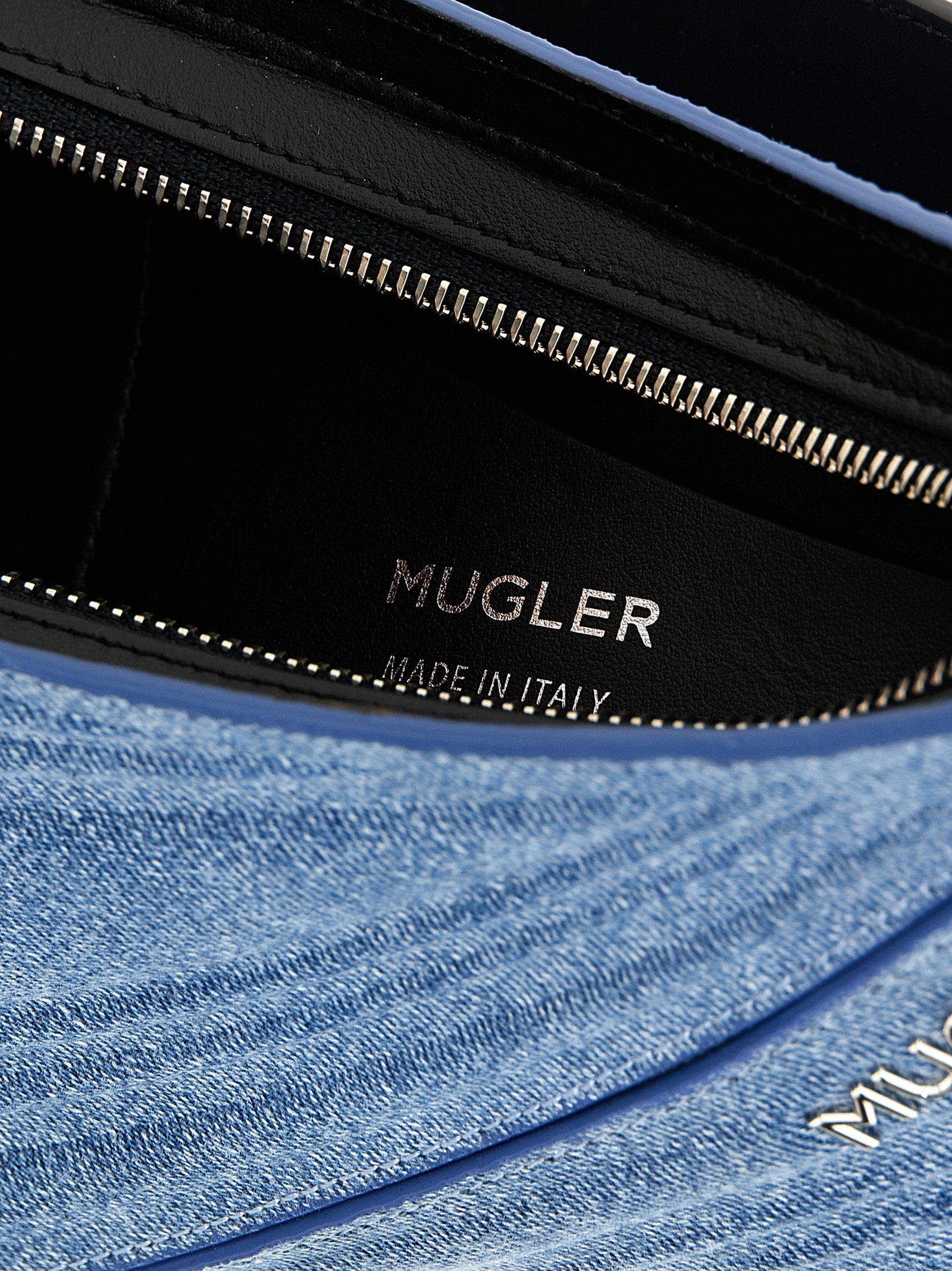 Mugler Blue Calfskin Shoulder Bag