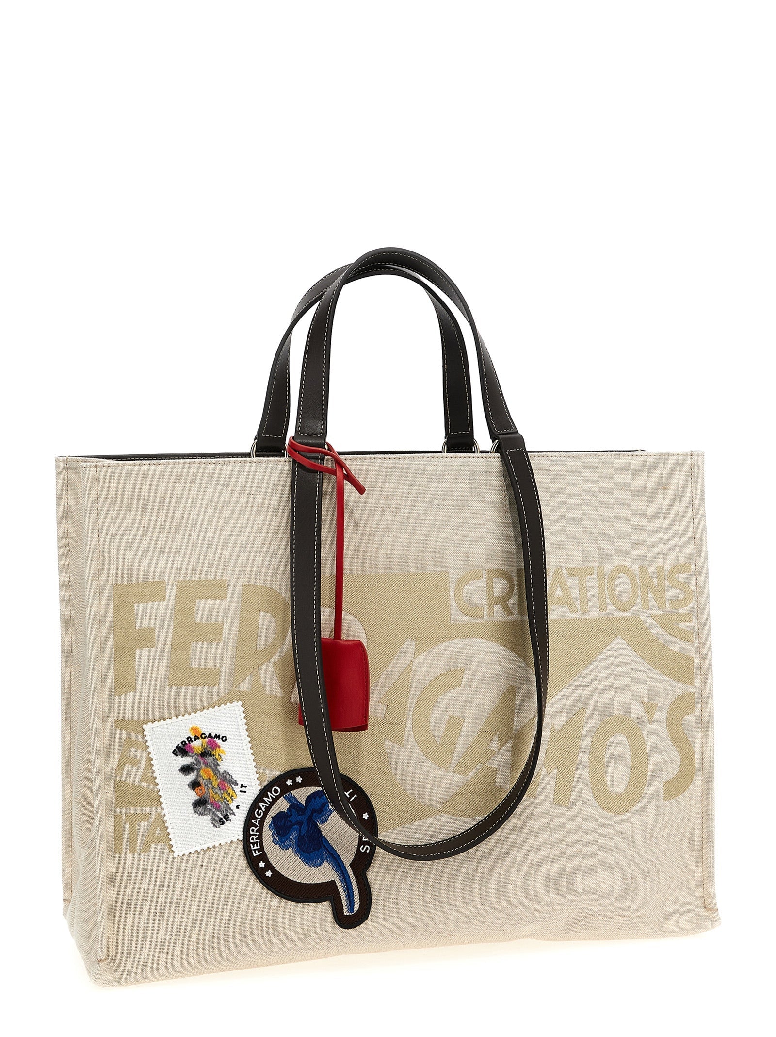 Ferragamo Beige Fabric Tote Bag