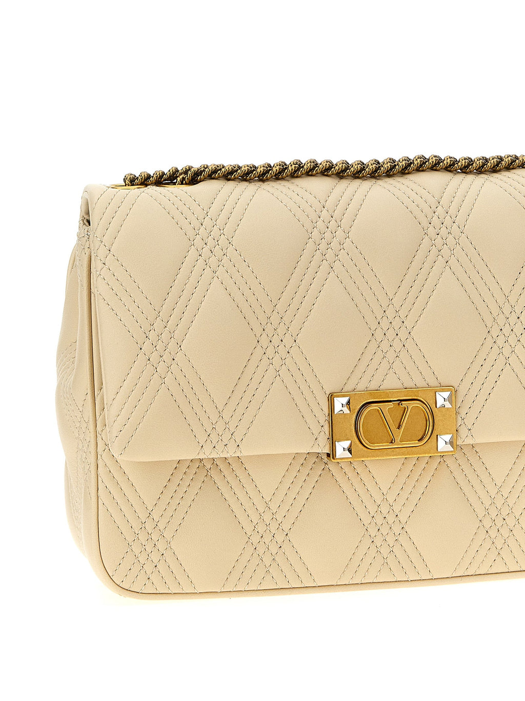 Valentino Garavani White Lamb Leather Shoulder Bag