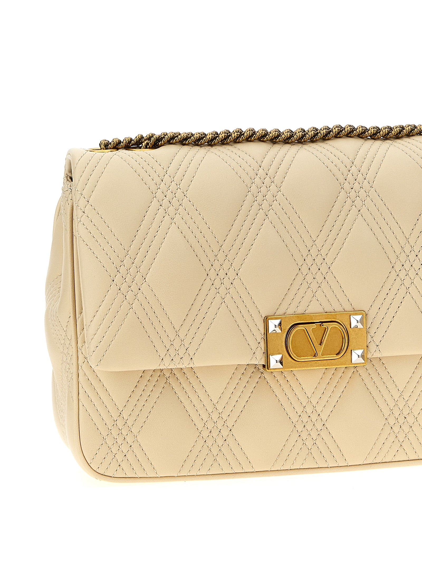 Valentino Garavani White Lamb Leather Shoulder Bag