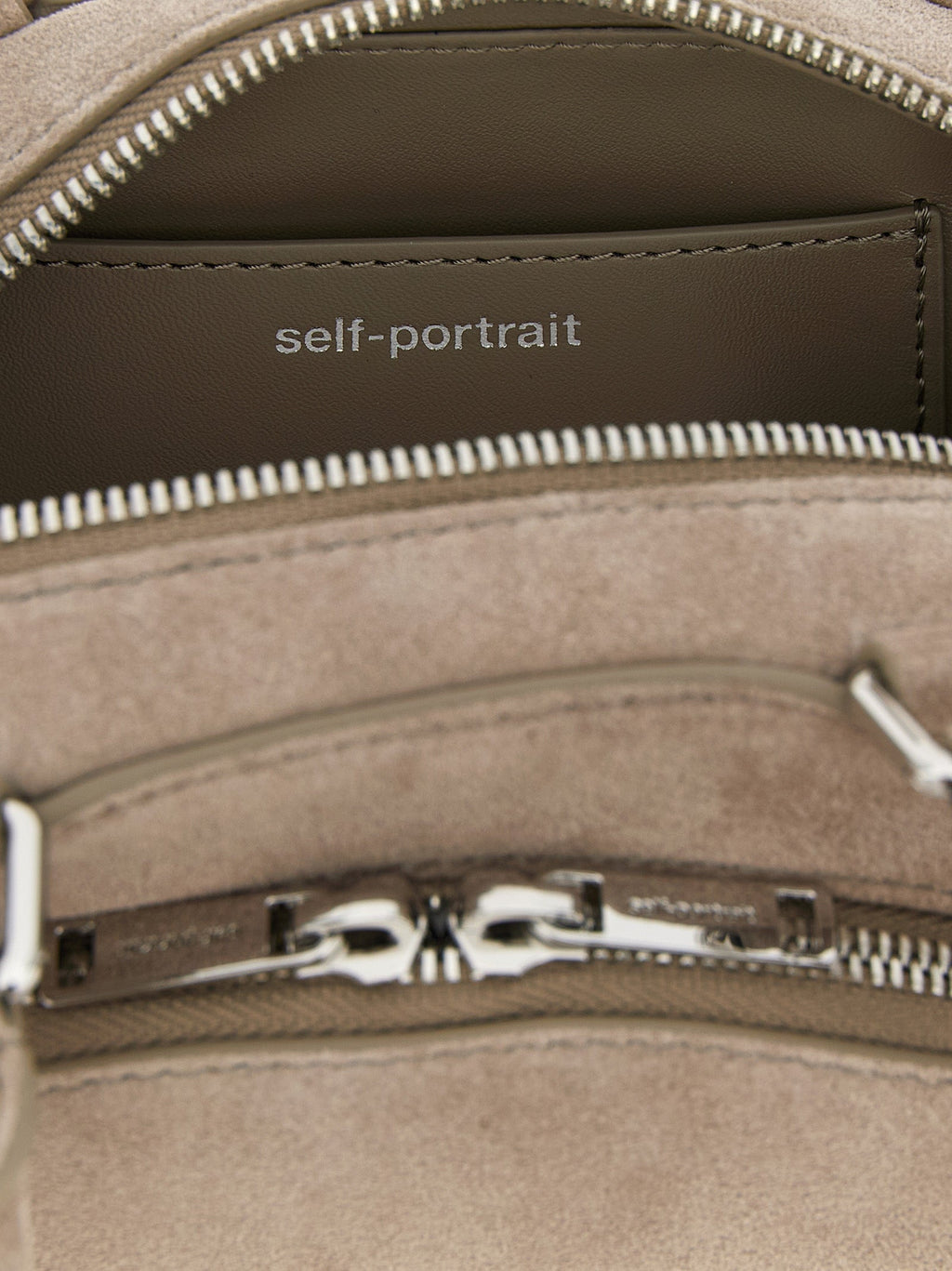 Self-Portrait Gray Lamb Leather Shoulder Bag