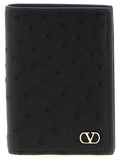 Valentino Garavani Black Ostrich Skin Cardholder