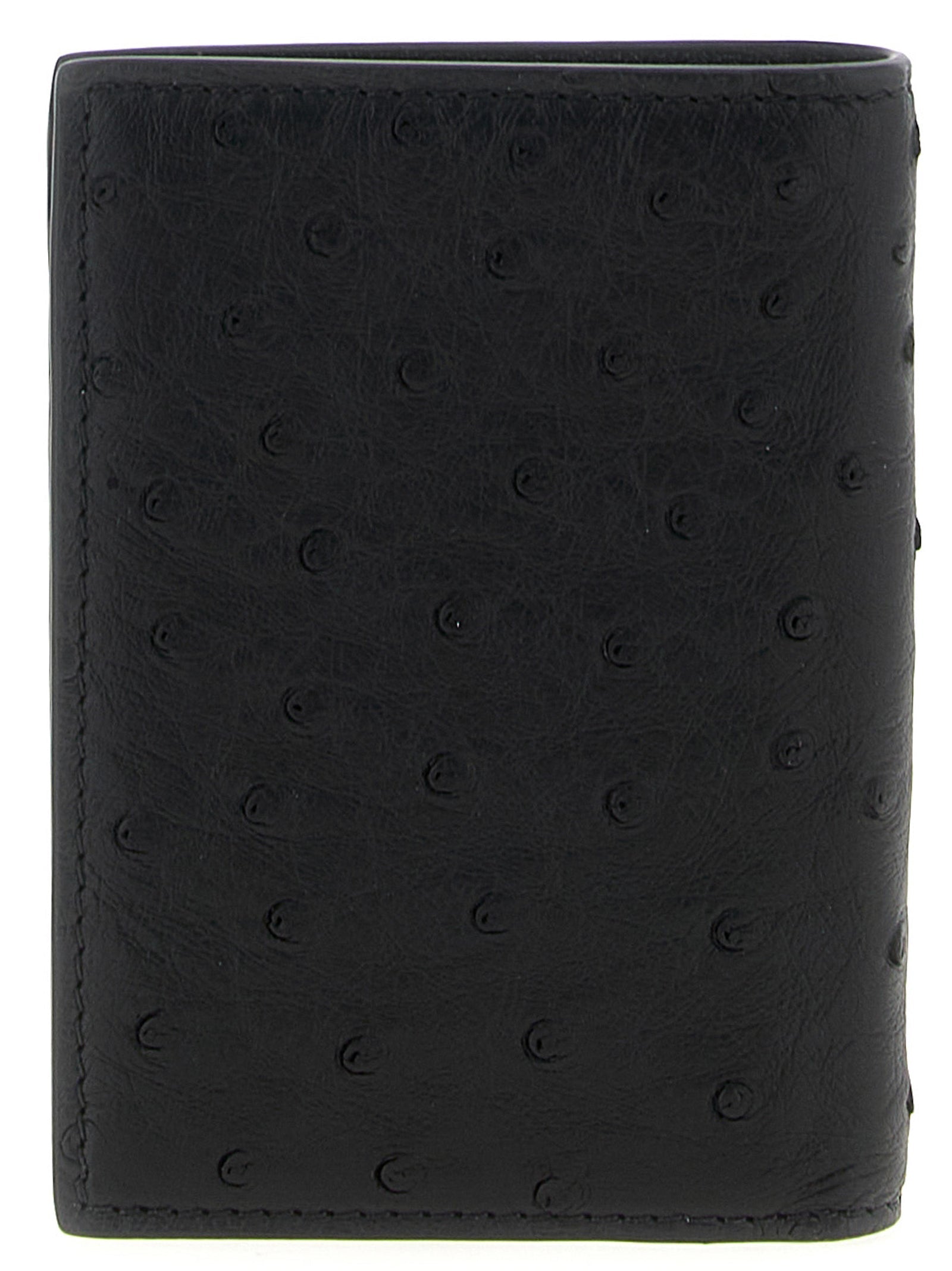 Valentino Garavani Black Ostrich Skin Cardholder