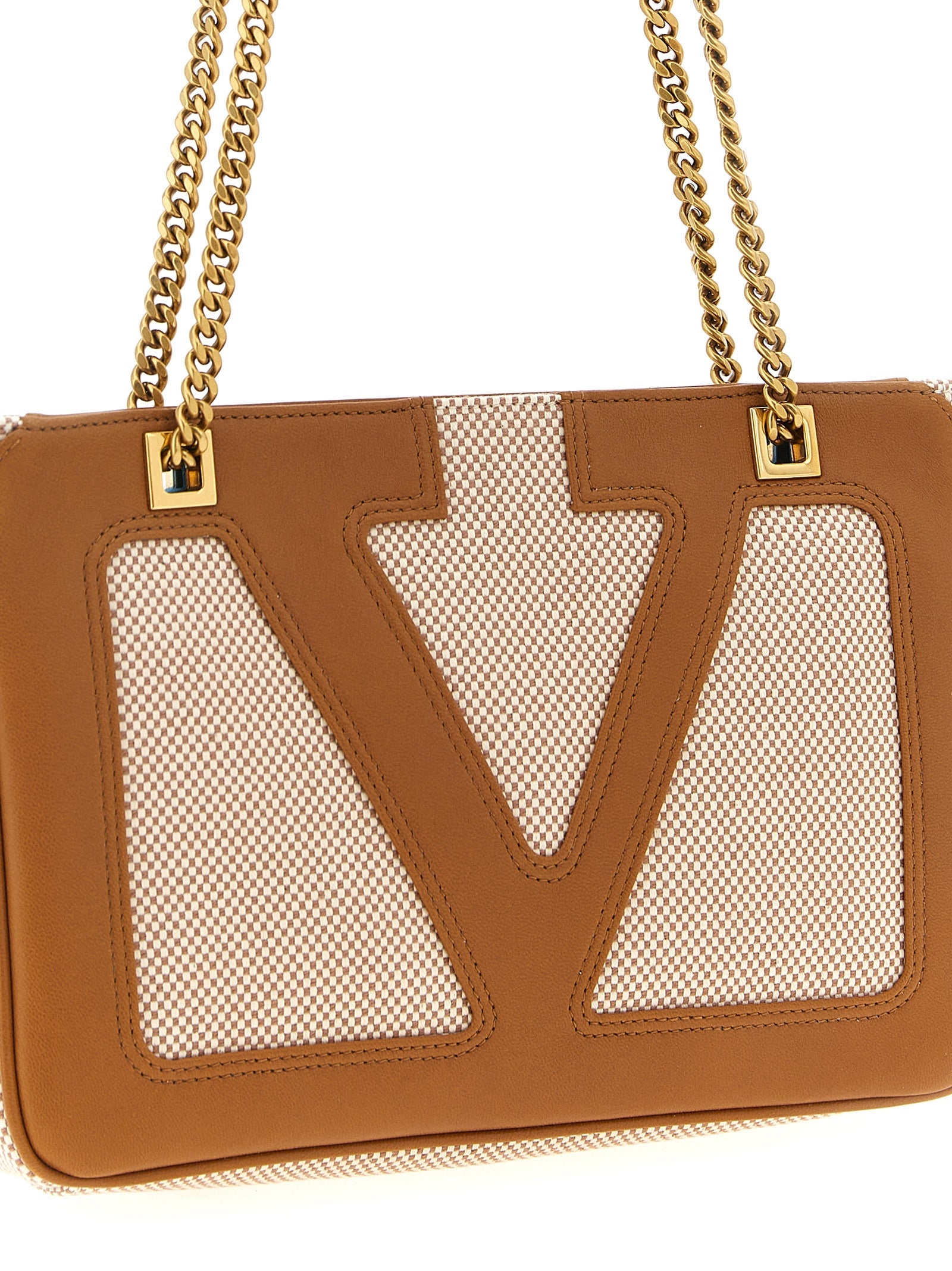 Valentino Garavani Brown Cotton Shoulder Bag