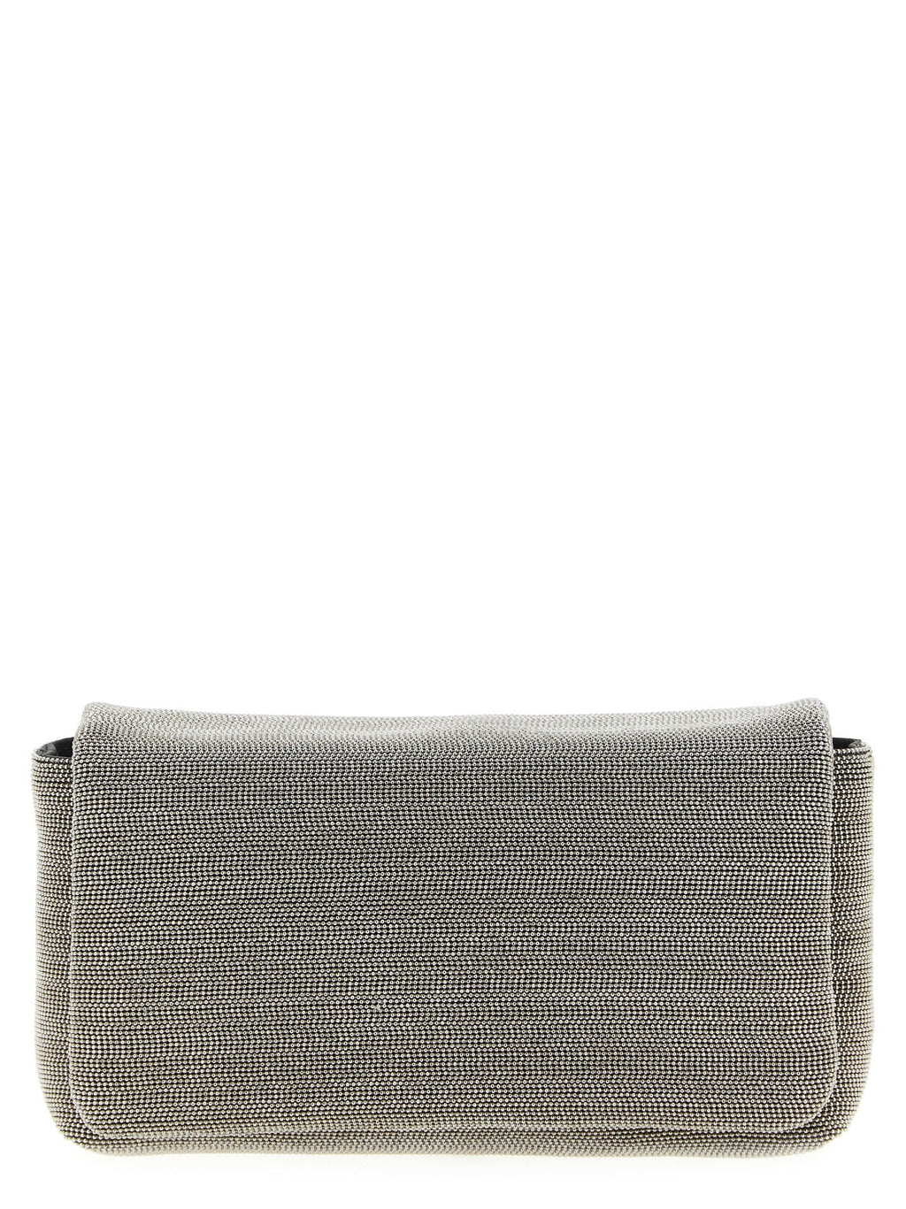 Brunello Cucinelli Silver Leather Clutch Bag