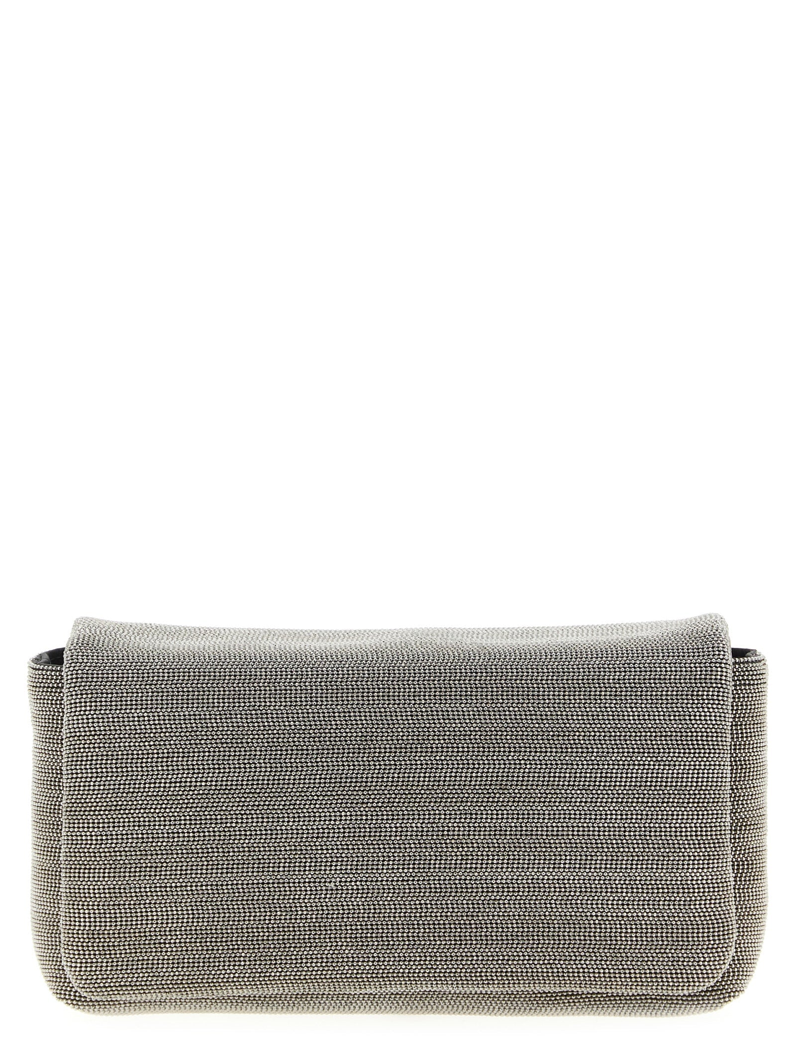 Brunello Cucinelli Silver Leather Clutch Bag