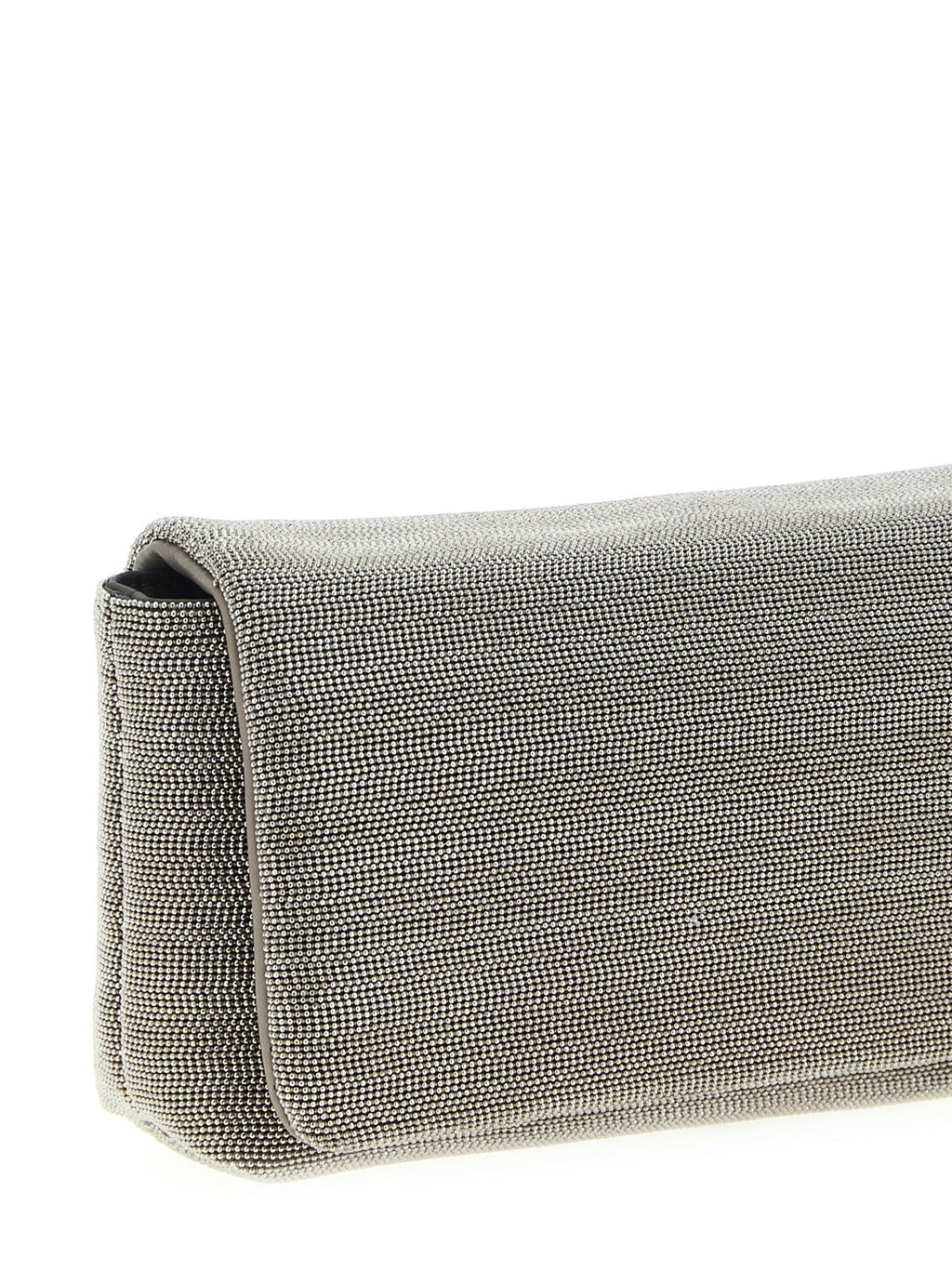 Brunello Cucinelli Silver Leather Clutch Bag