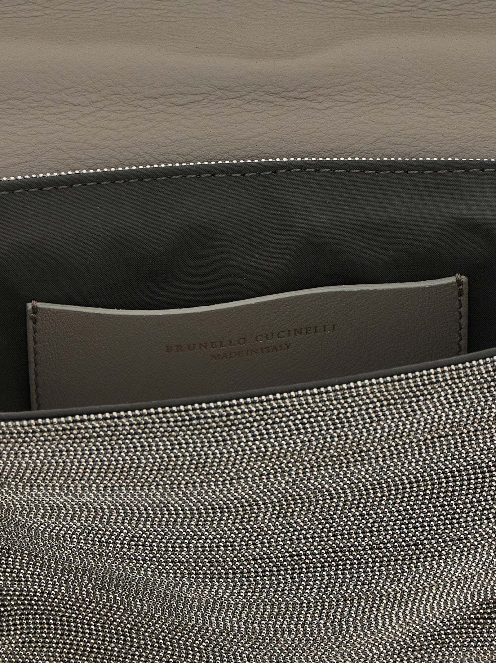 Brunello Cucinelli Silver Leather Clutch Bag
