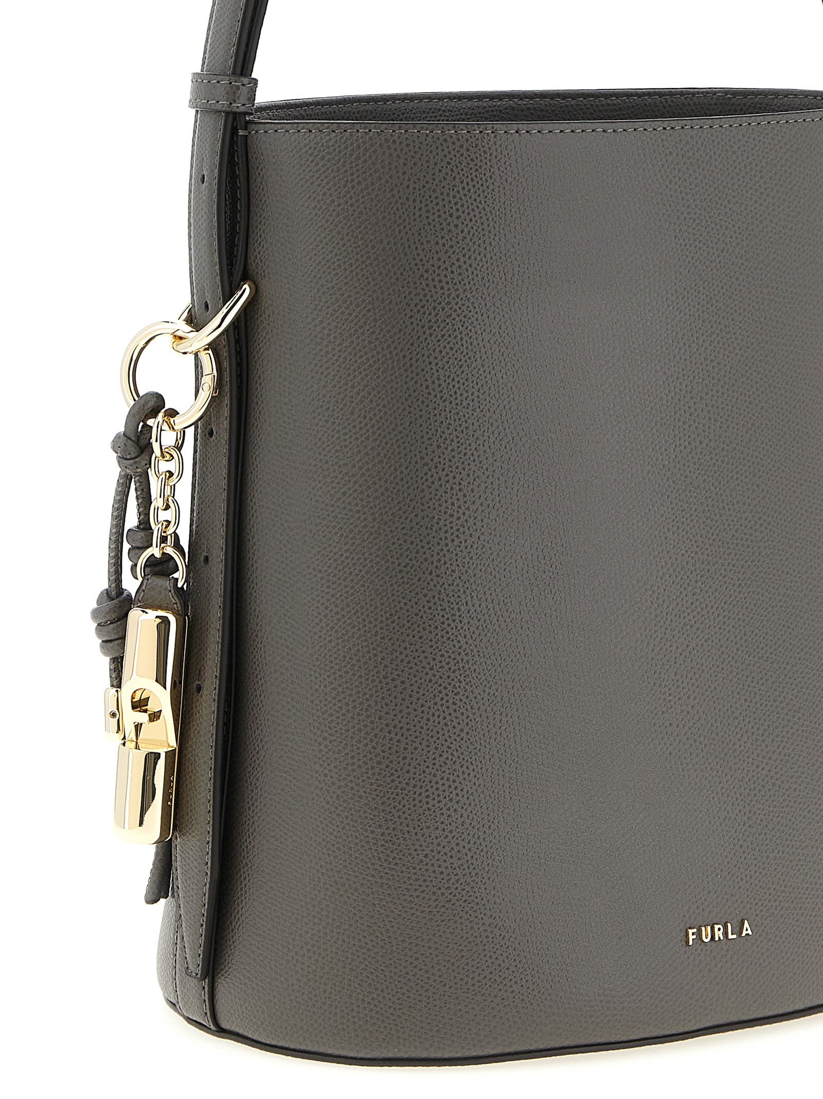 Furla Gray Calfskin Shoulder Bag
