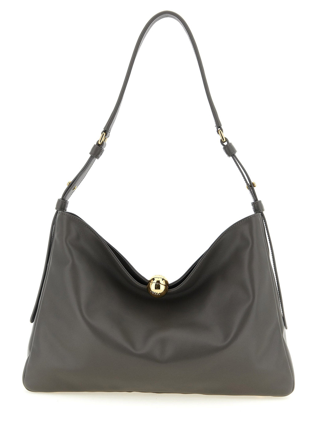 Furla Gray Calfskin Shoulder Bag