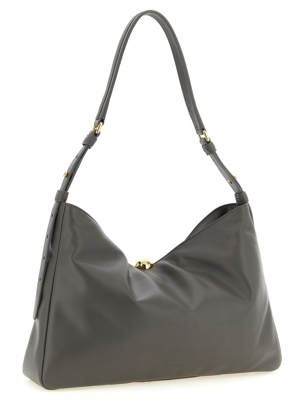 Furla Gray Calfskin Shoulder Bag