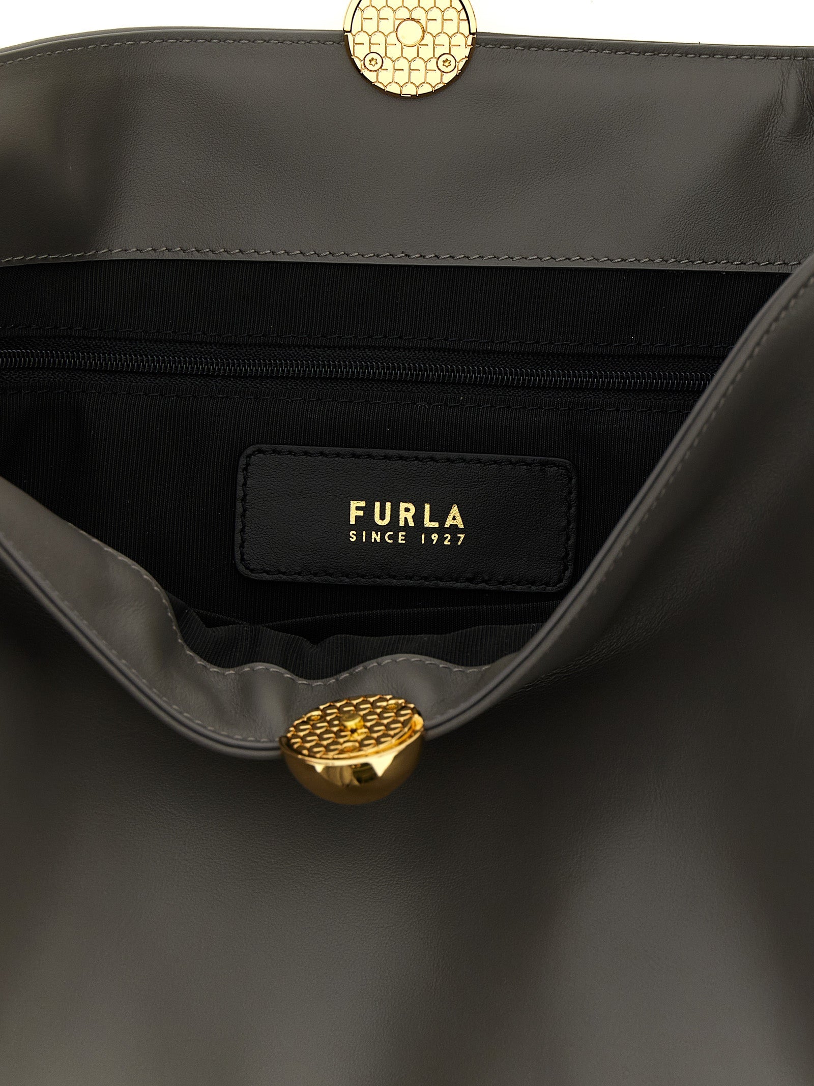 Furla Gray Calfskin Shoulder Bag