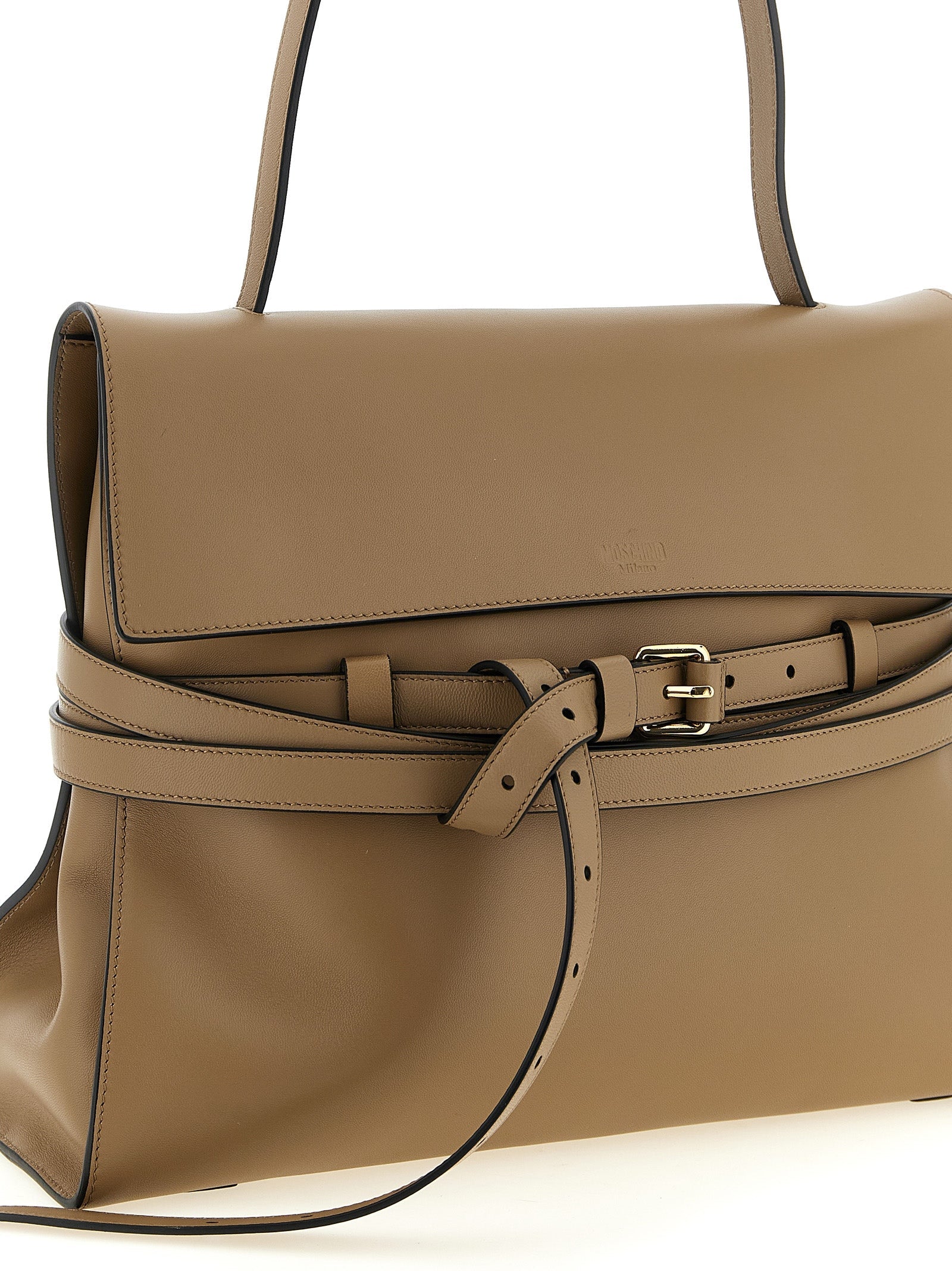 Moschino Beige Napa Leather / Calf Bos Taurus Shoulder Bag