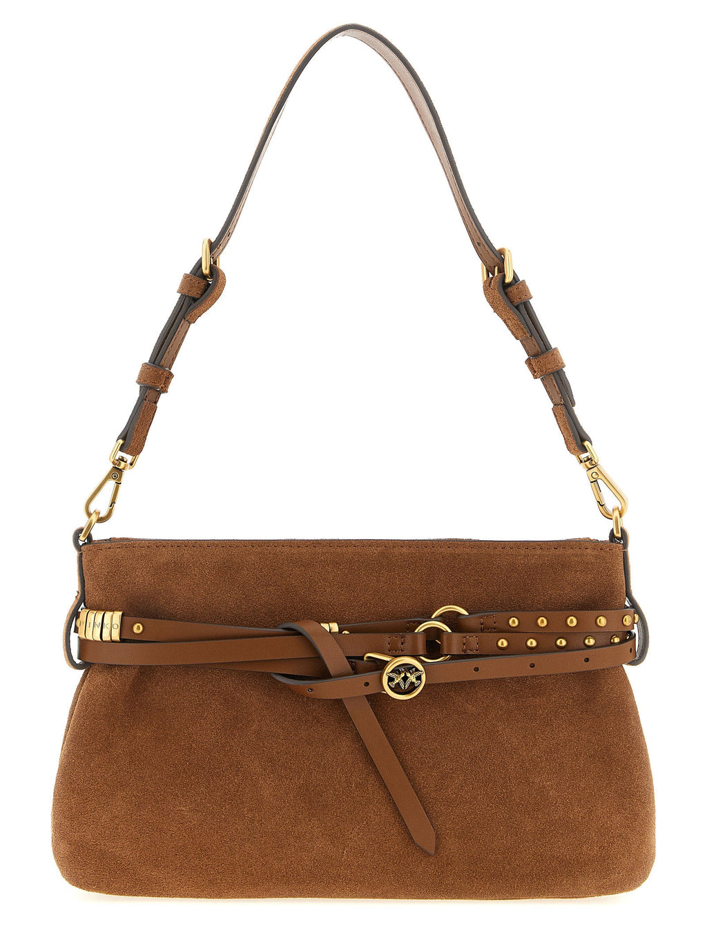 PINKO Brown Lamb Leather Shoulder Bag