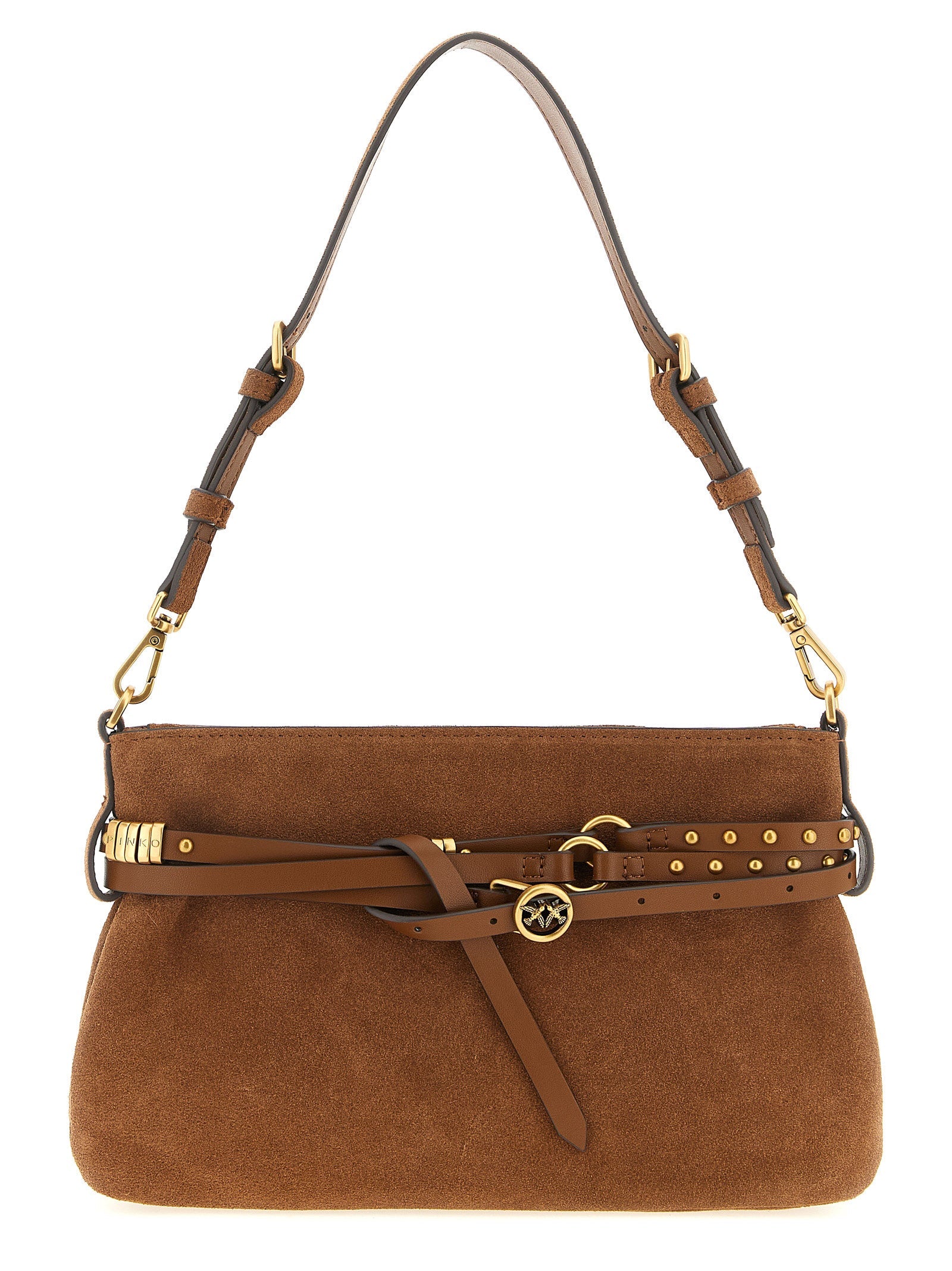 PINKO Brown Lamb Leather Shoulder Bag