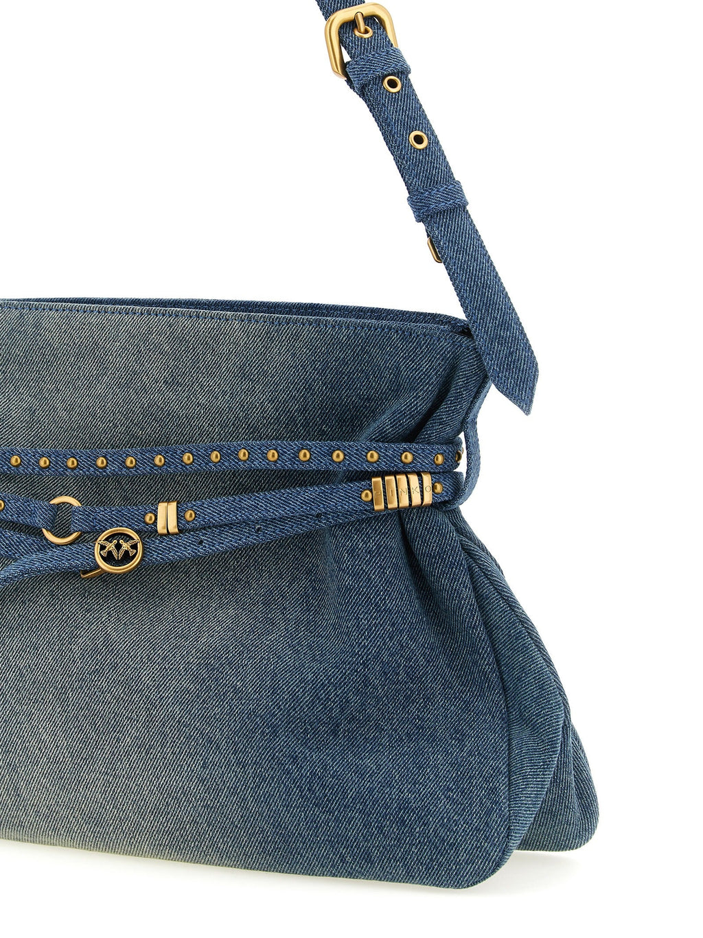 PINKO Blue Cotton Shoulder Bag