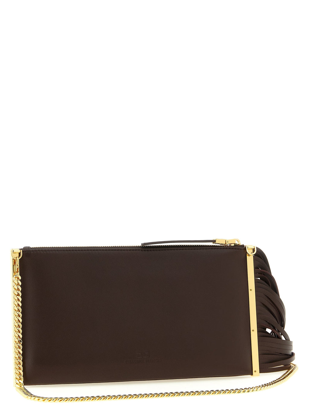 Elisabetta Franchi Brown Leather Clutch Bag