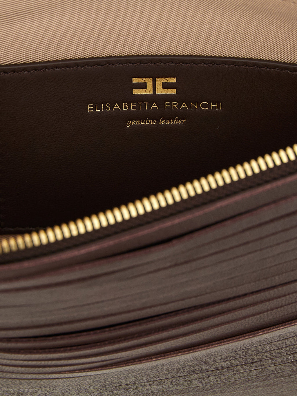 Elisabetta Franchi Brown Leather Clutch Bag