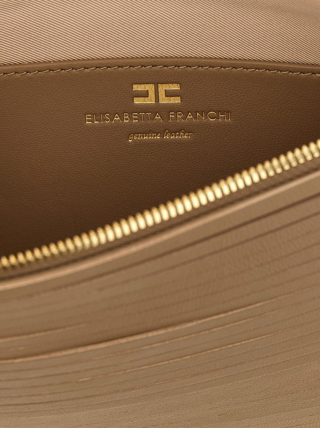 Elisabetta Franchi Beige Leather Clutch Bag