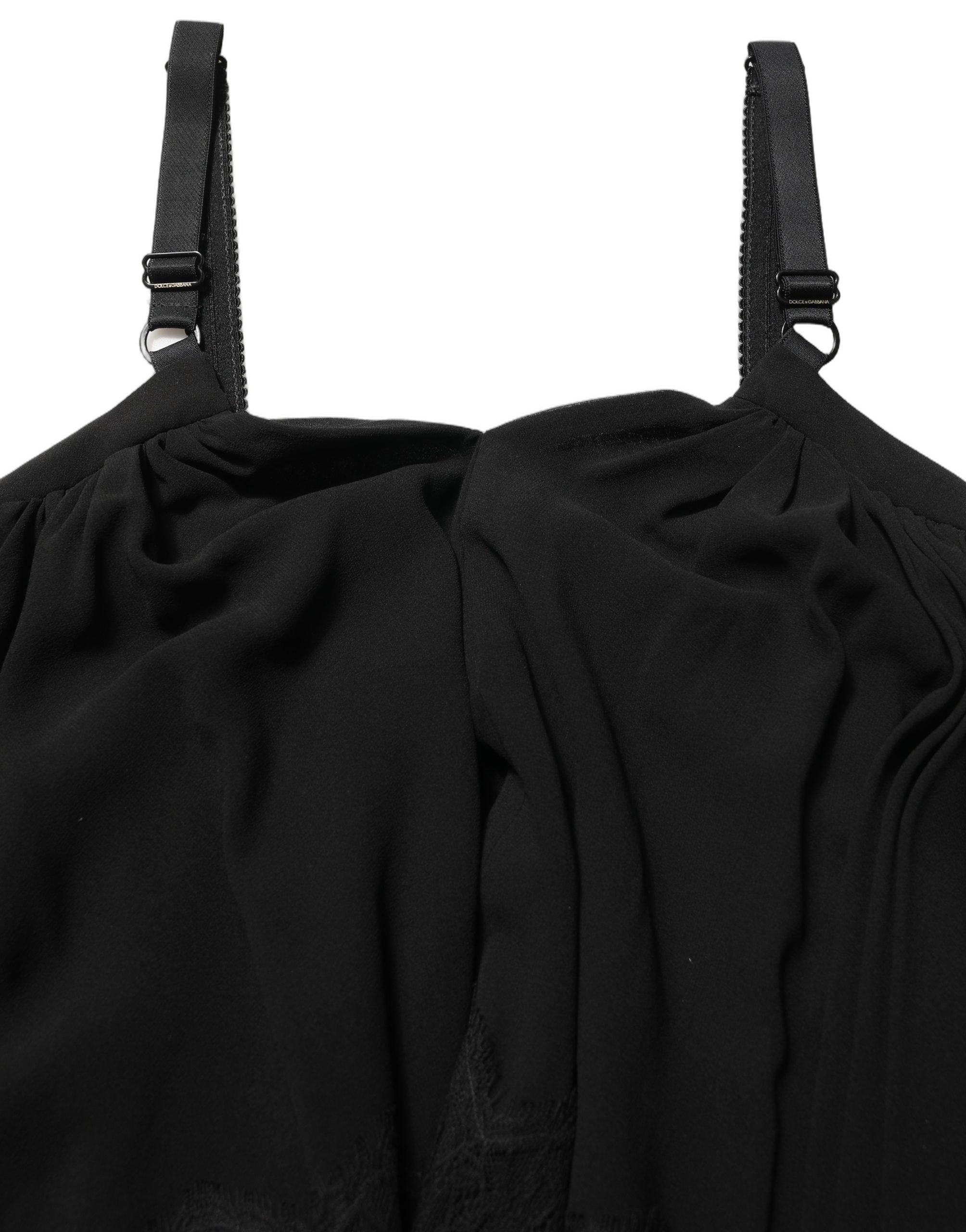 Dolce & Gabbana Black Sleeveless Floral Lace Tank Blouse Top