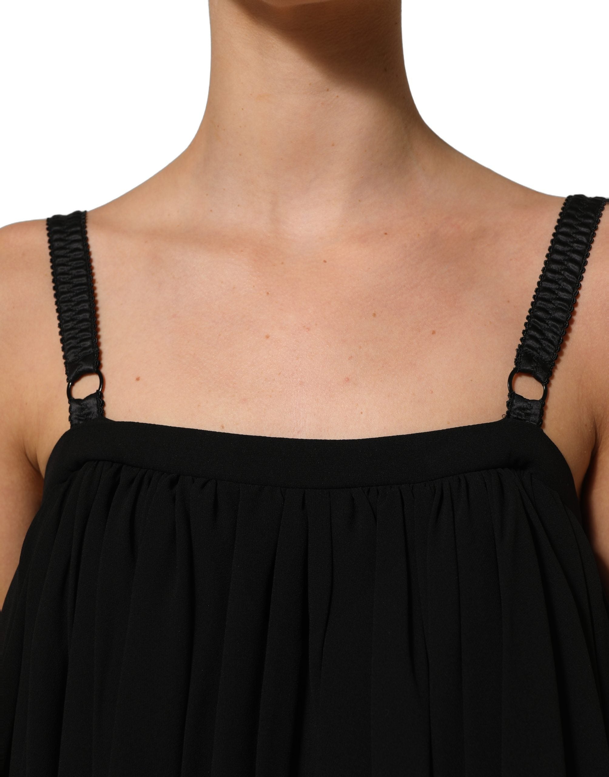 Dolce & Gabbana Black Sleeveless Floral Lace Tank Blouse Top