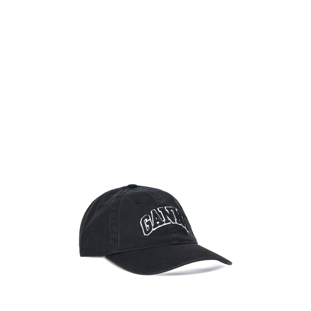 Ganni Black Cotton Cap (Baseball Hat)