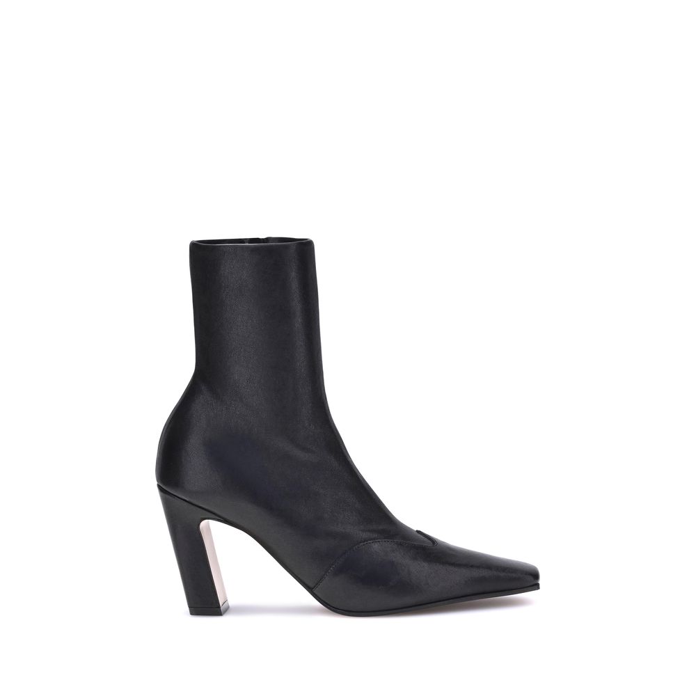 Khaite Black Calf Leather Bos Taurus Ankle Boots