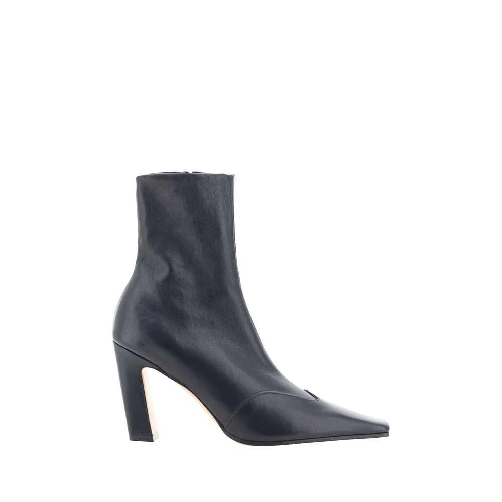 Khaite Black Calf Leather Bos Taurus Ankle Boots
