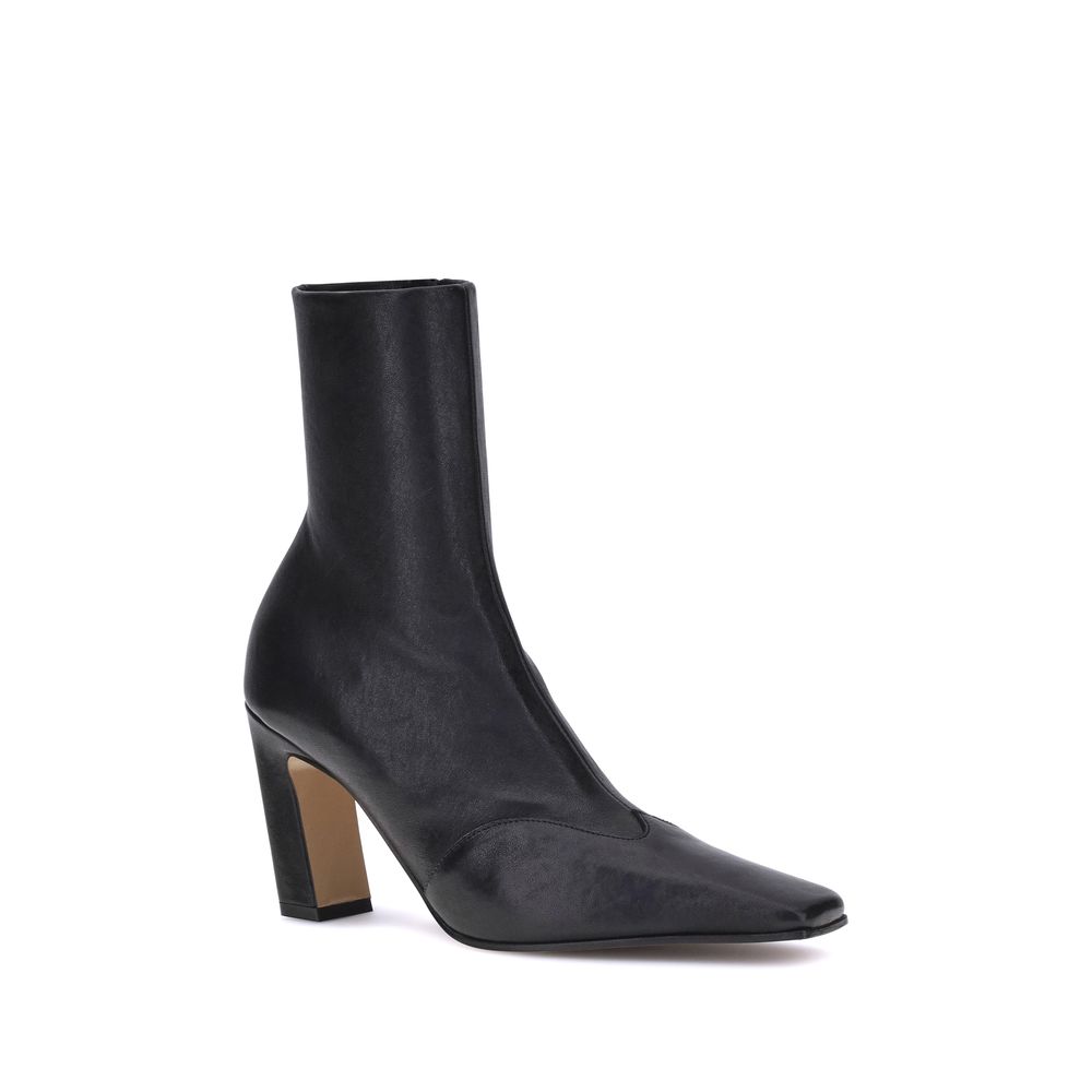 Khaite Black Calf Leather Bos Taurus Ankle Boots