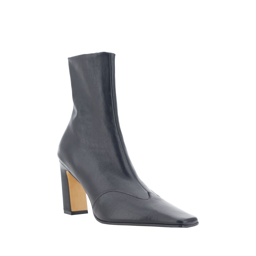 Khaite Black Calf Leather Bos Taurus Ankle Boots