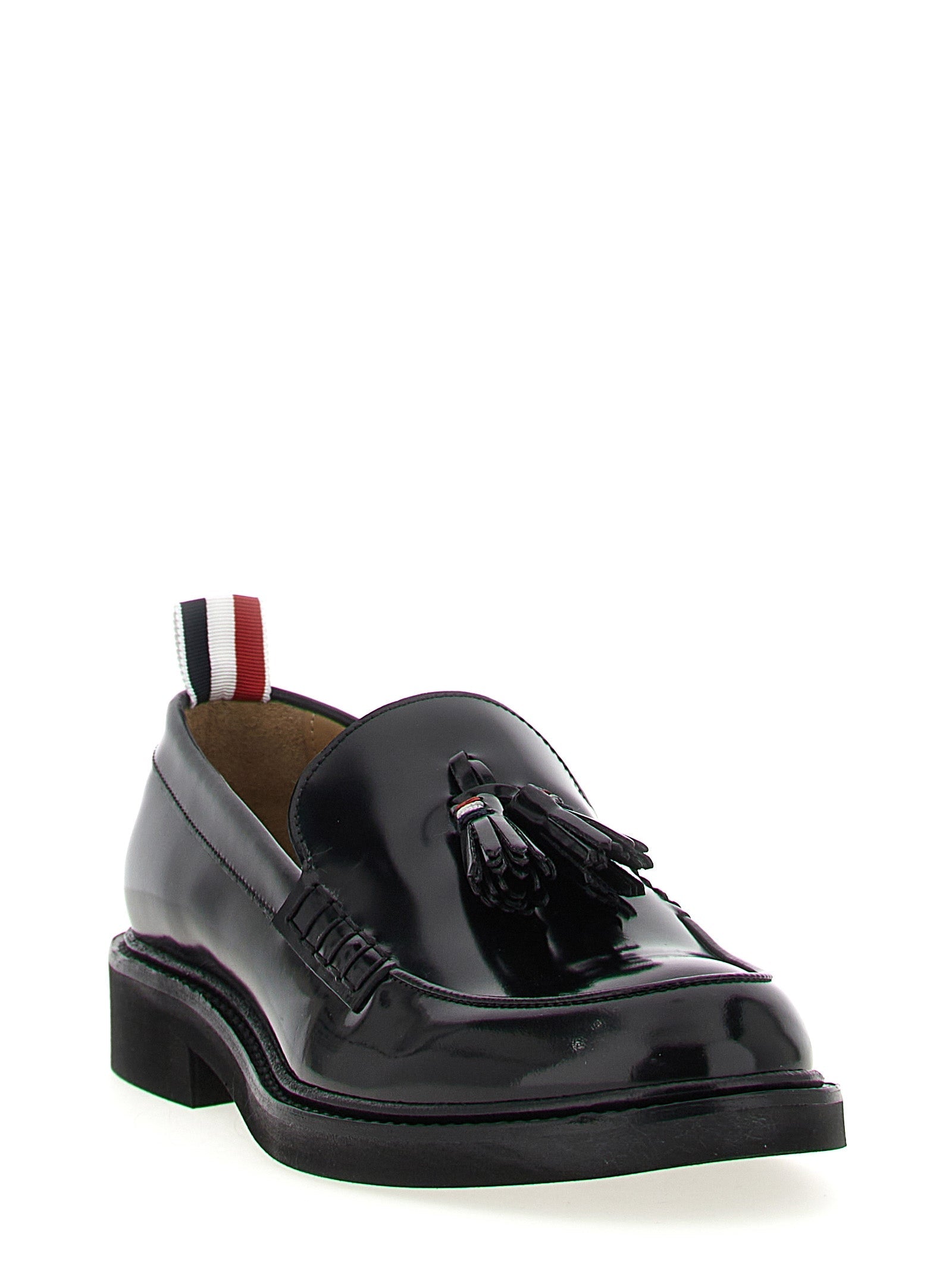 Thom Browne Black Calfskin Slip-On Loafers