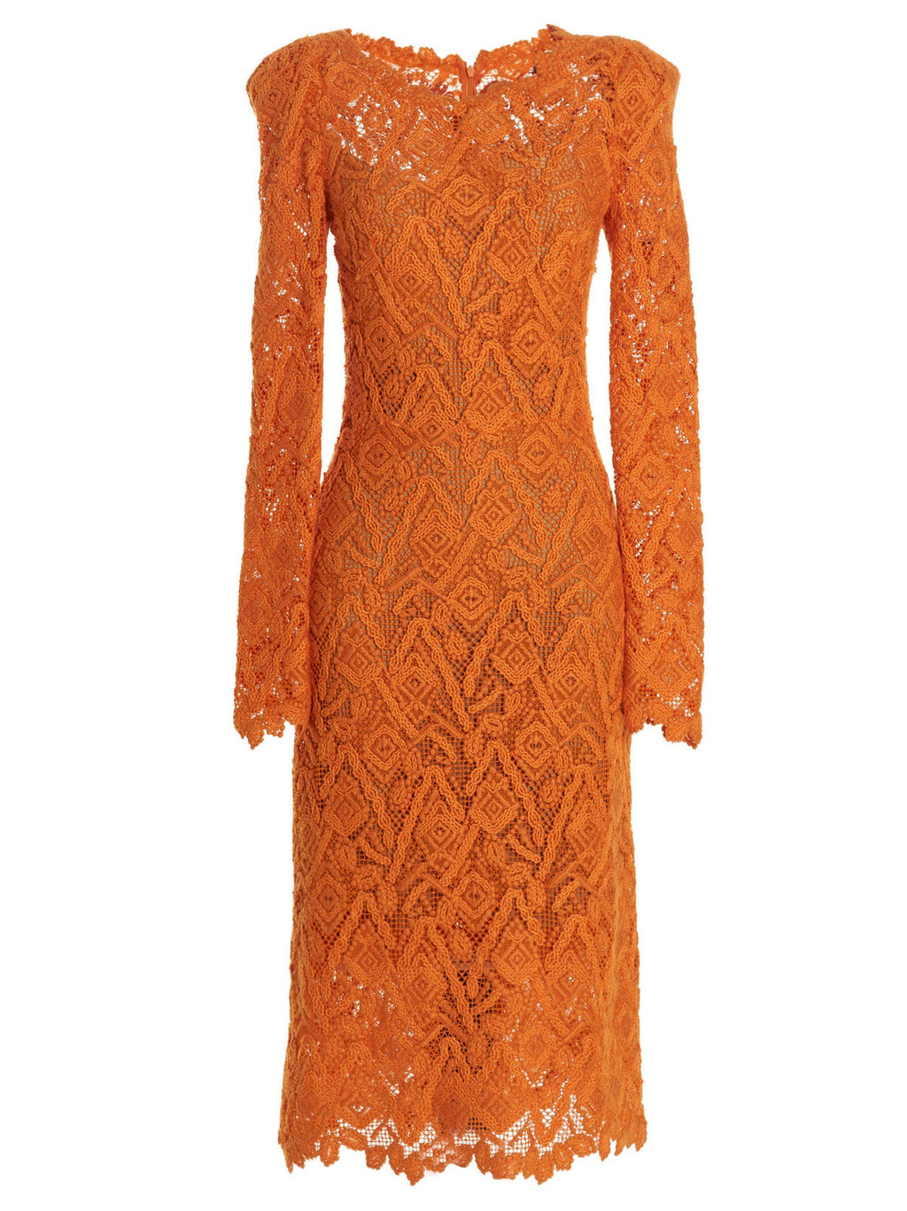 Ermanno Scervino Orange Wool Midi Dress
