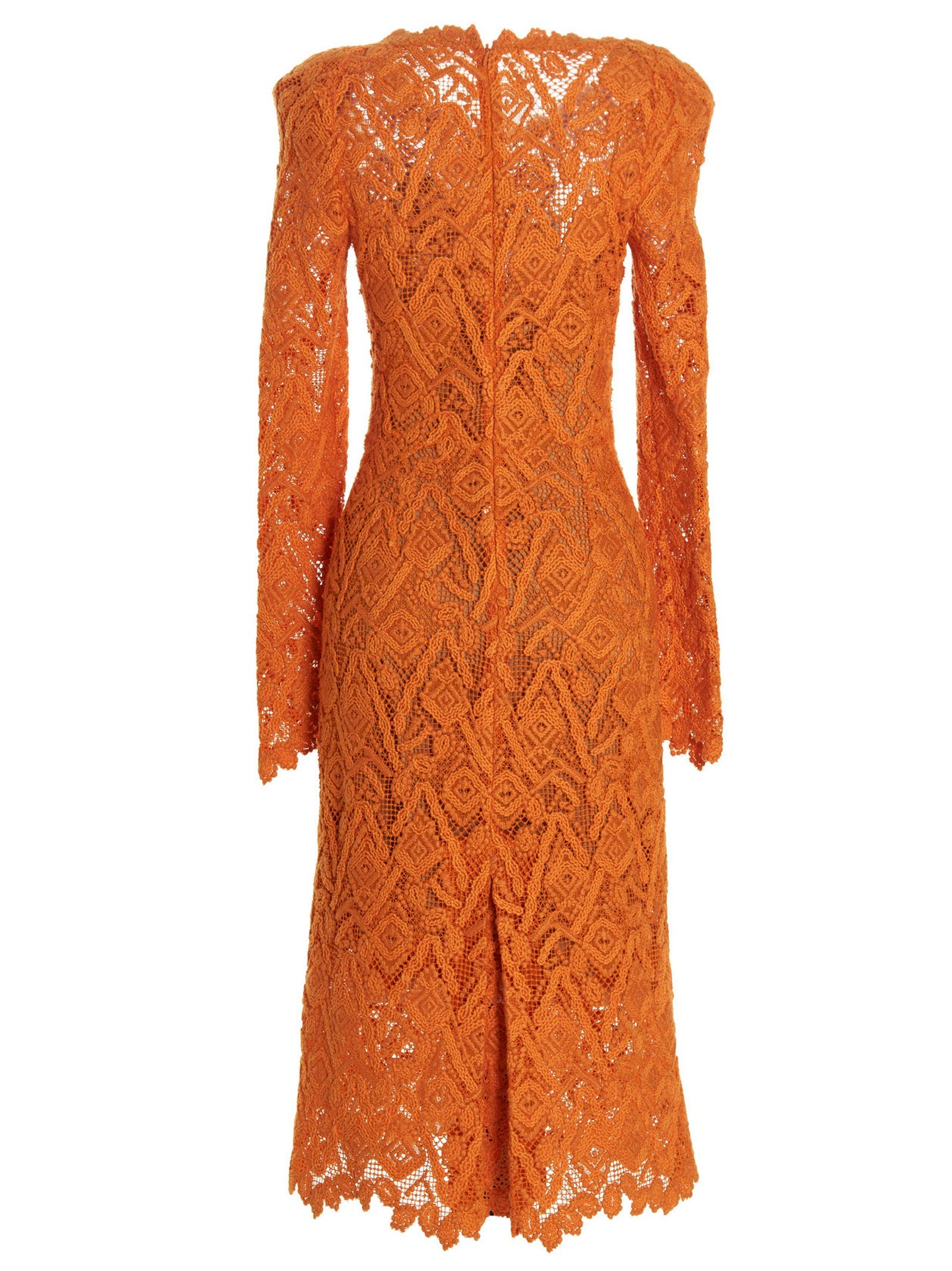 Ermanno Scervino Orange Wool Midi Dress