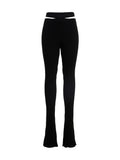 ANDREĀDAMO Black Viscose Flared Pants